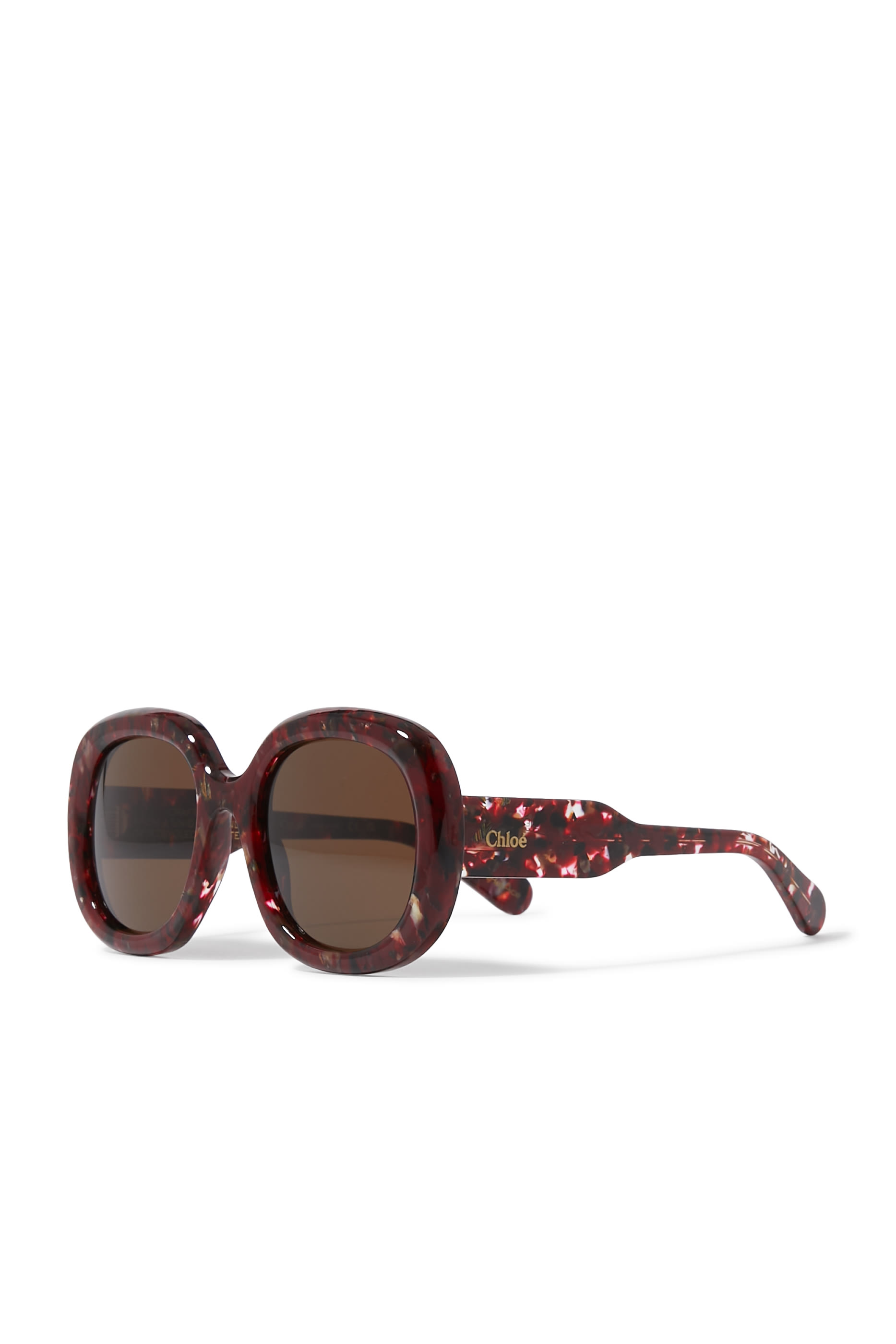 نظارة شمسية بإطار مستدير وشعار الماركة