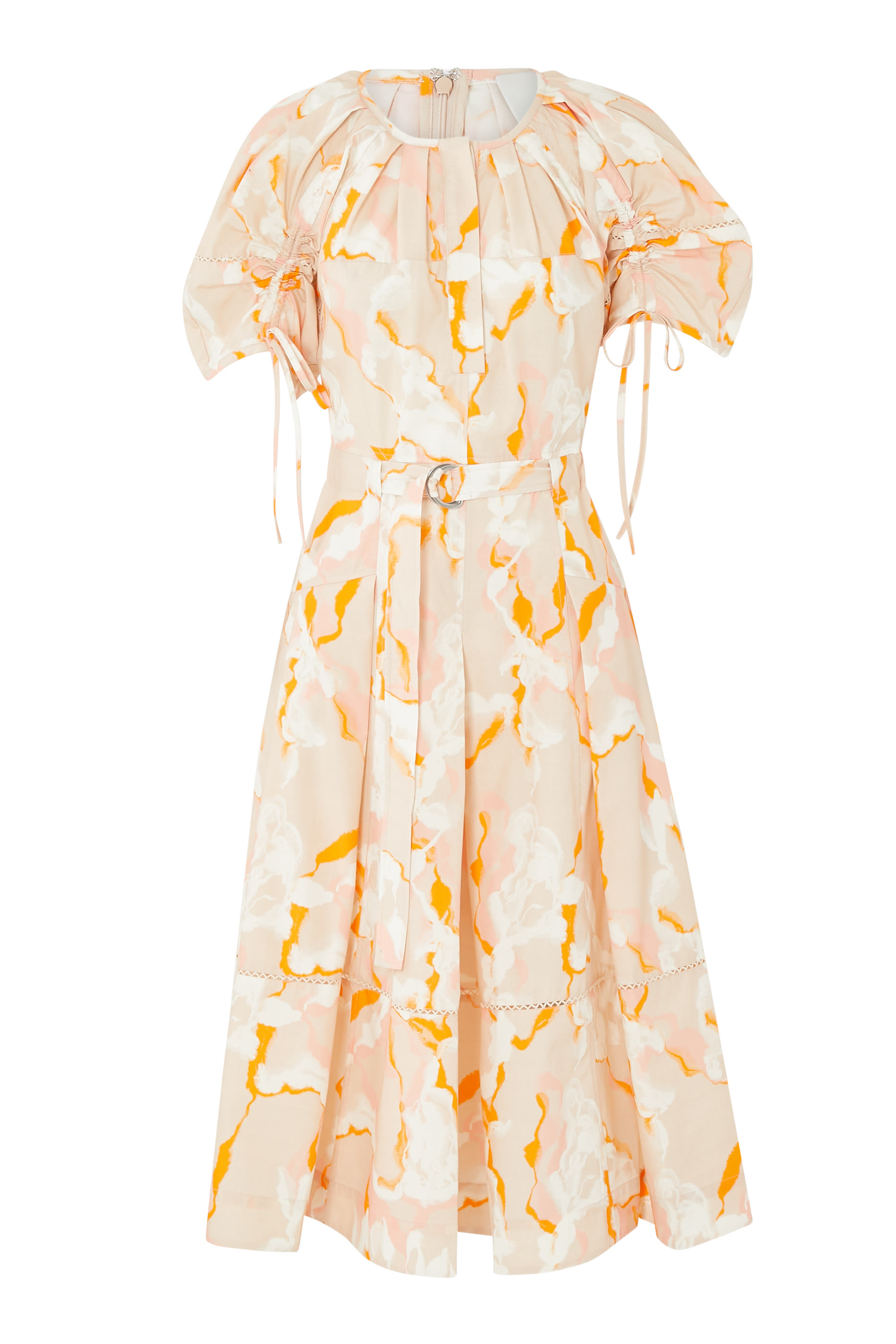 فستان أبستراكت فاينز بأكمام برباط تضييق