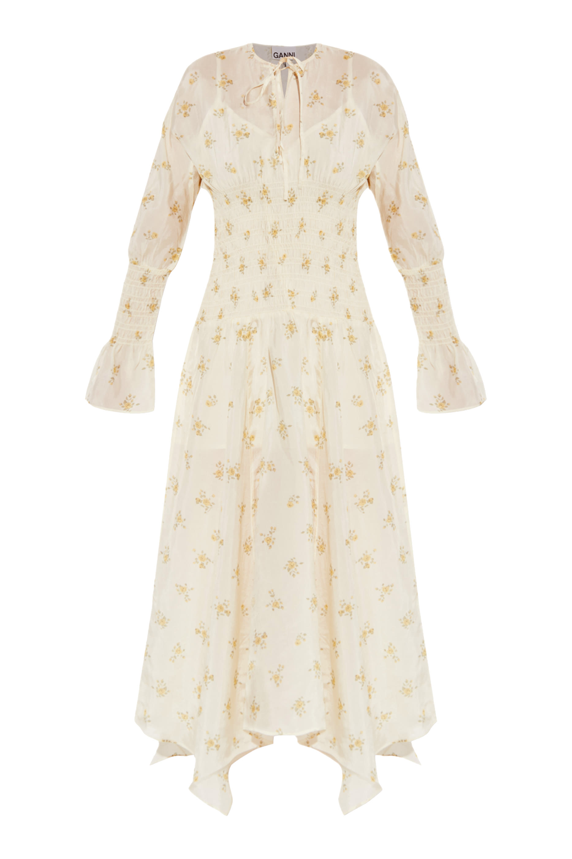 فستان بنمط زهور متوسط الطول