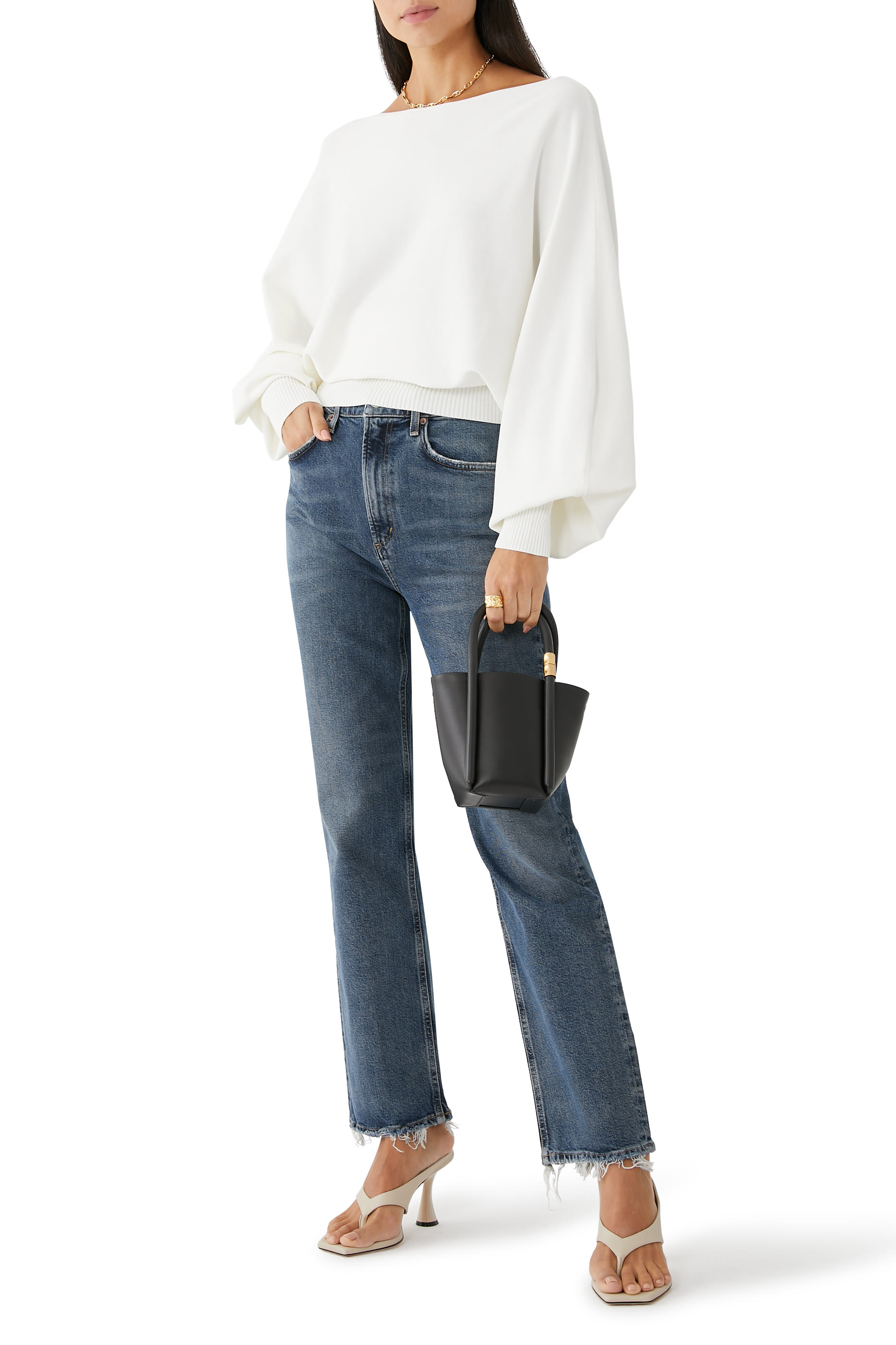 بنطال جينز ستوف بايب بخصر مرتفع