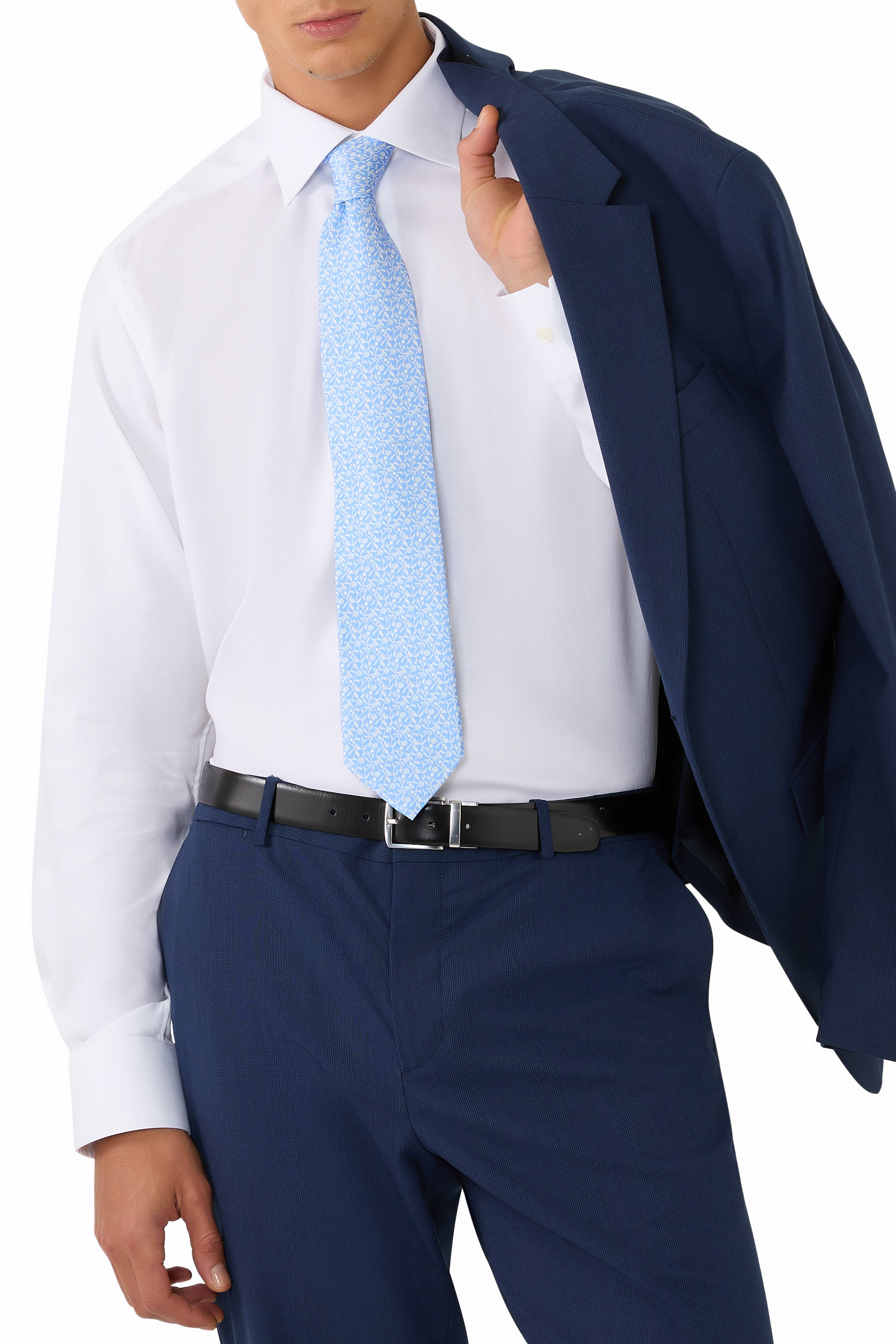 ربطة عنق بنقشة زهور حرير