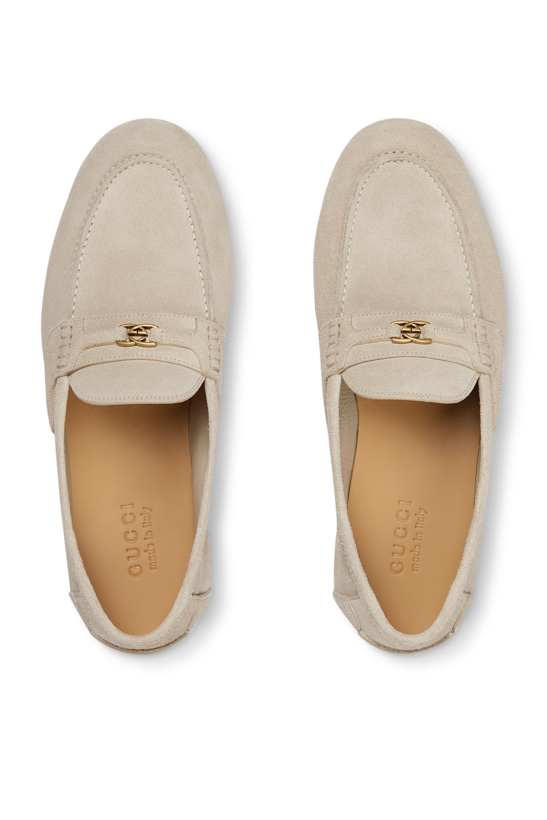 حذاء سهل الإرتداء جلد بحلية حرفي شعار الماركة