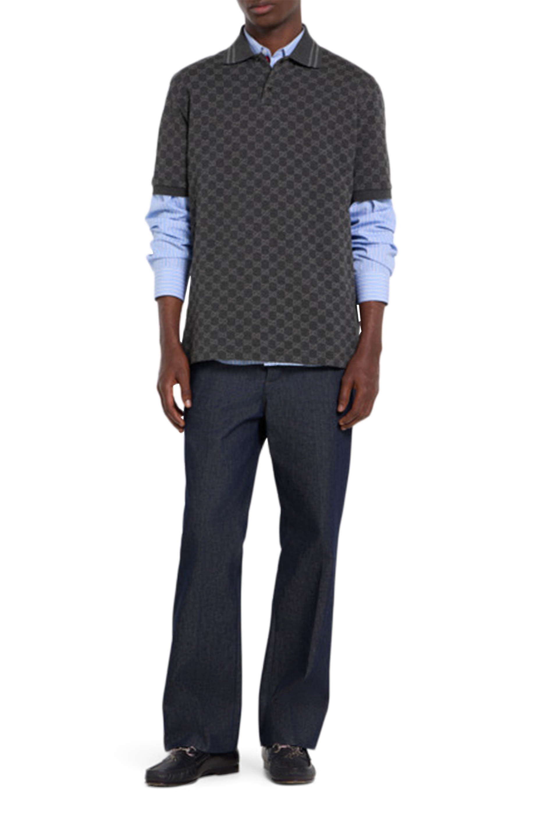 قميص بولو بشعار الماركة جاكار قطن بيكيه