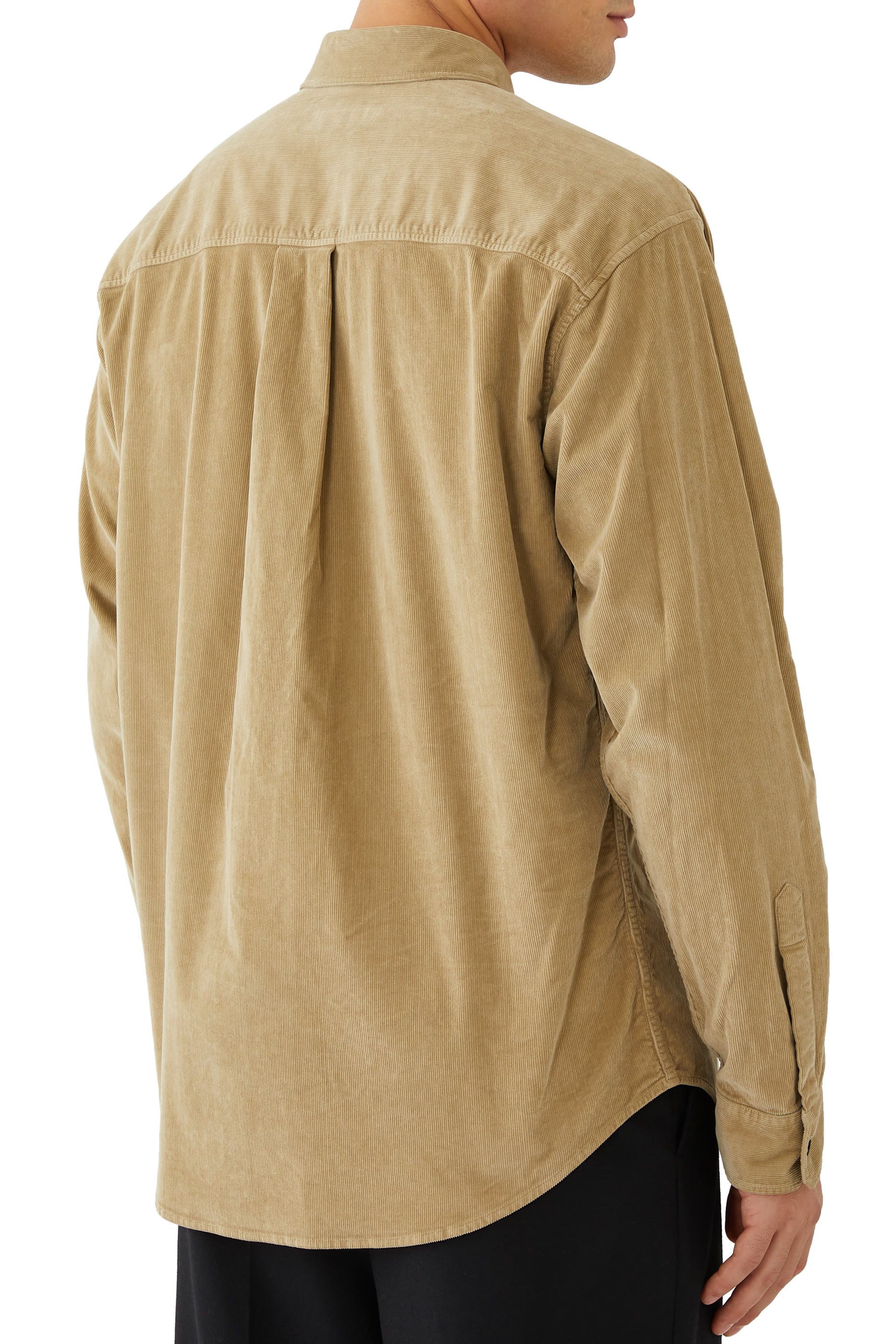 قميص قماش قطني مخملي مضلع