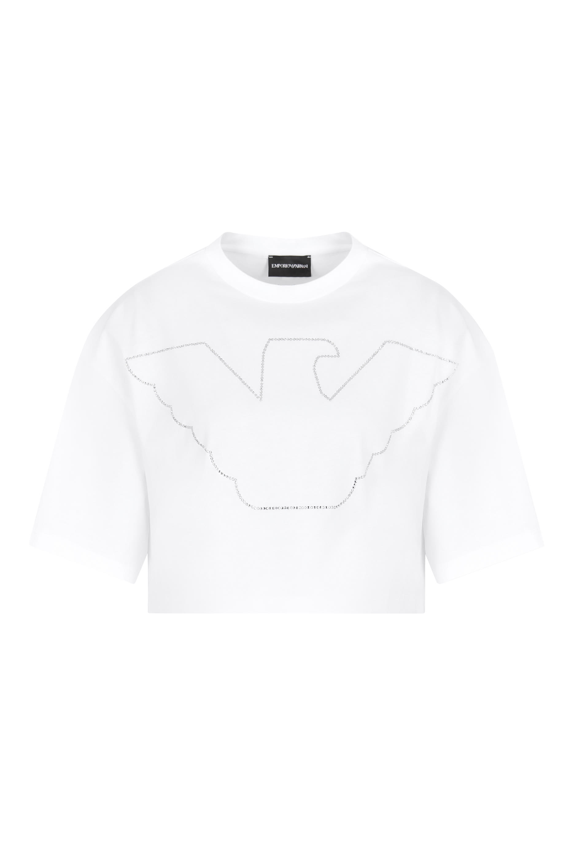 تيشيرت قصير مرصع بأحجار الراين بتصميم شعار الماركة جيرسيه مطاطي