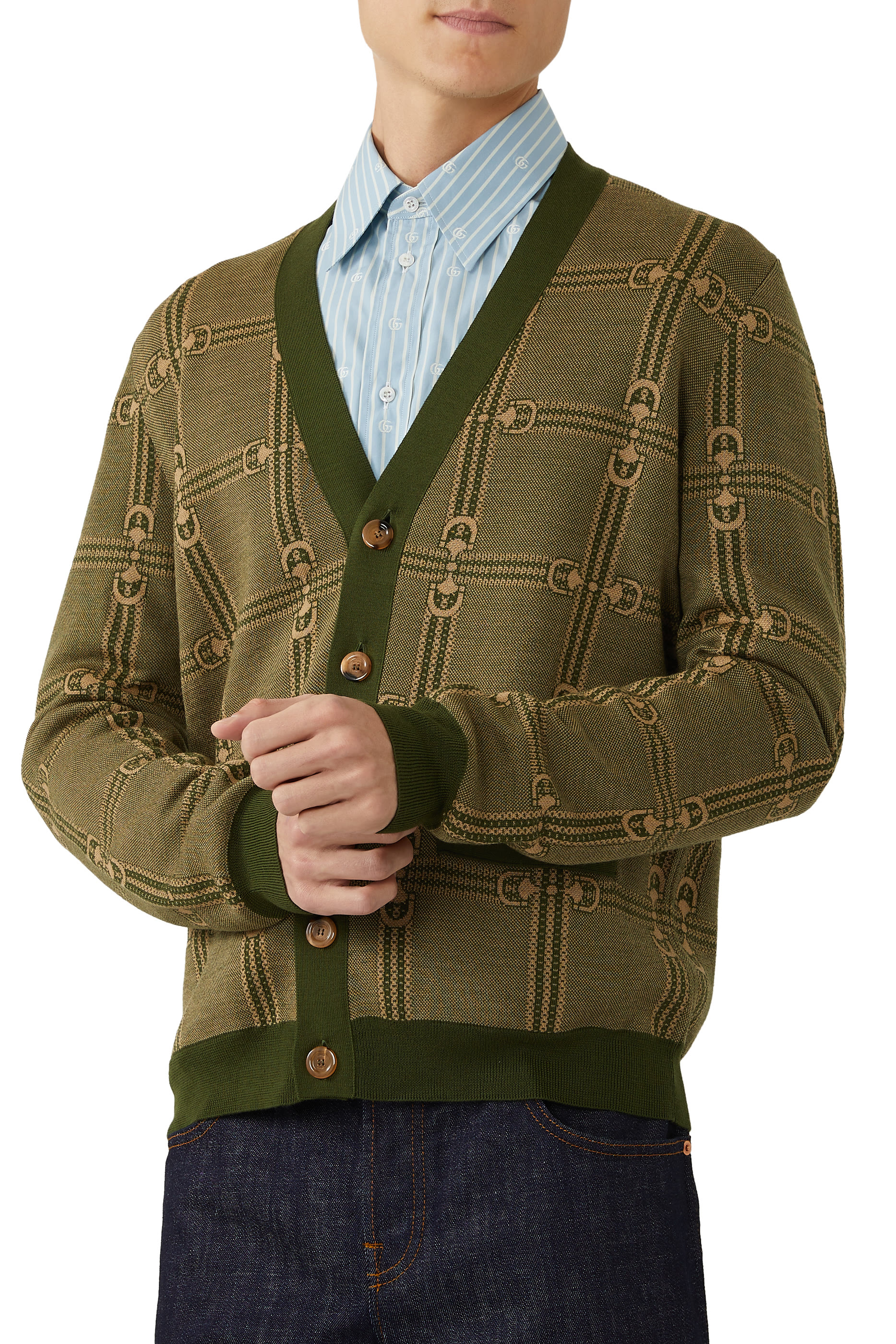 كارديجان منسوج بنقشة لجام حصان