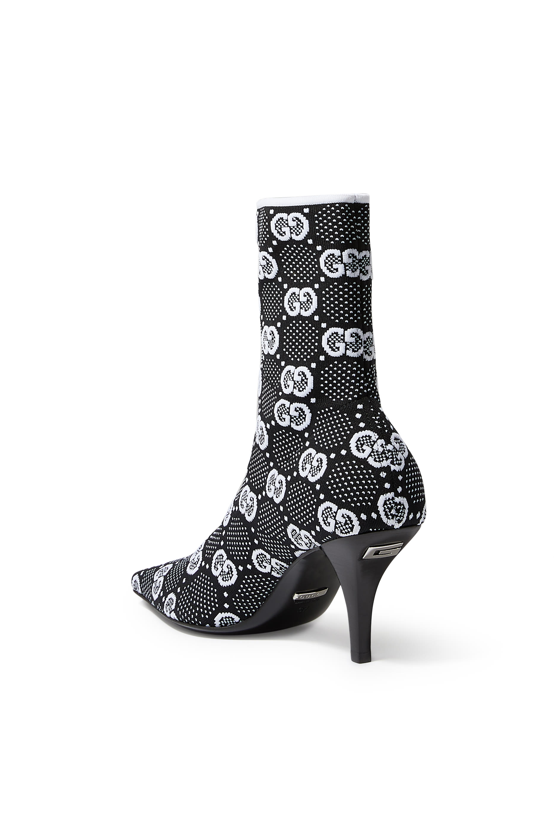 بوت منسوج بطول الكاحل وكعب مقاس 75 ونقشة GG