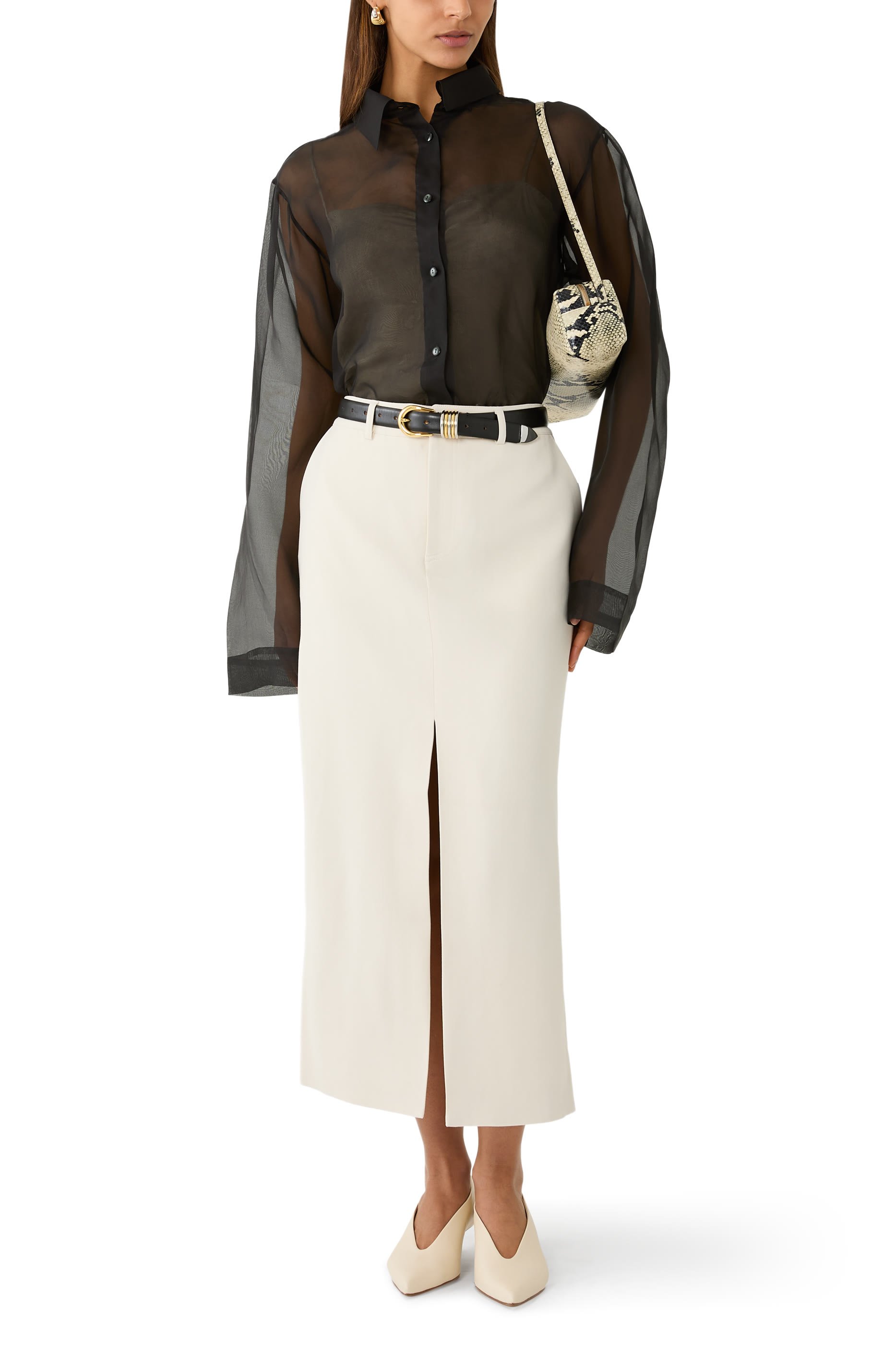 تنورة مايبيل متوسطة الطول بفتحة أمامية