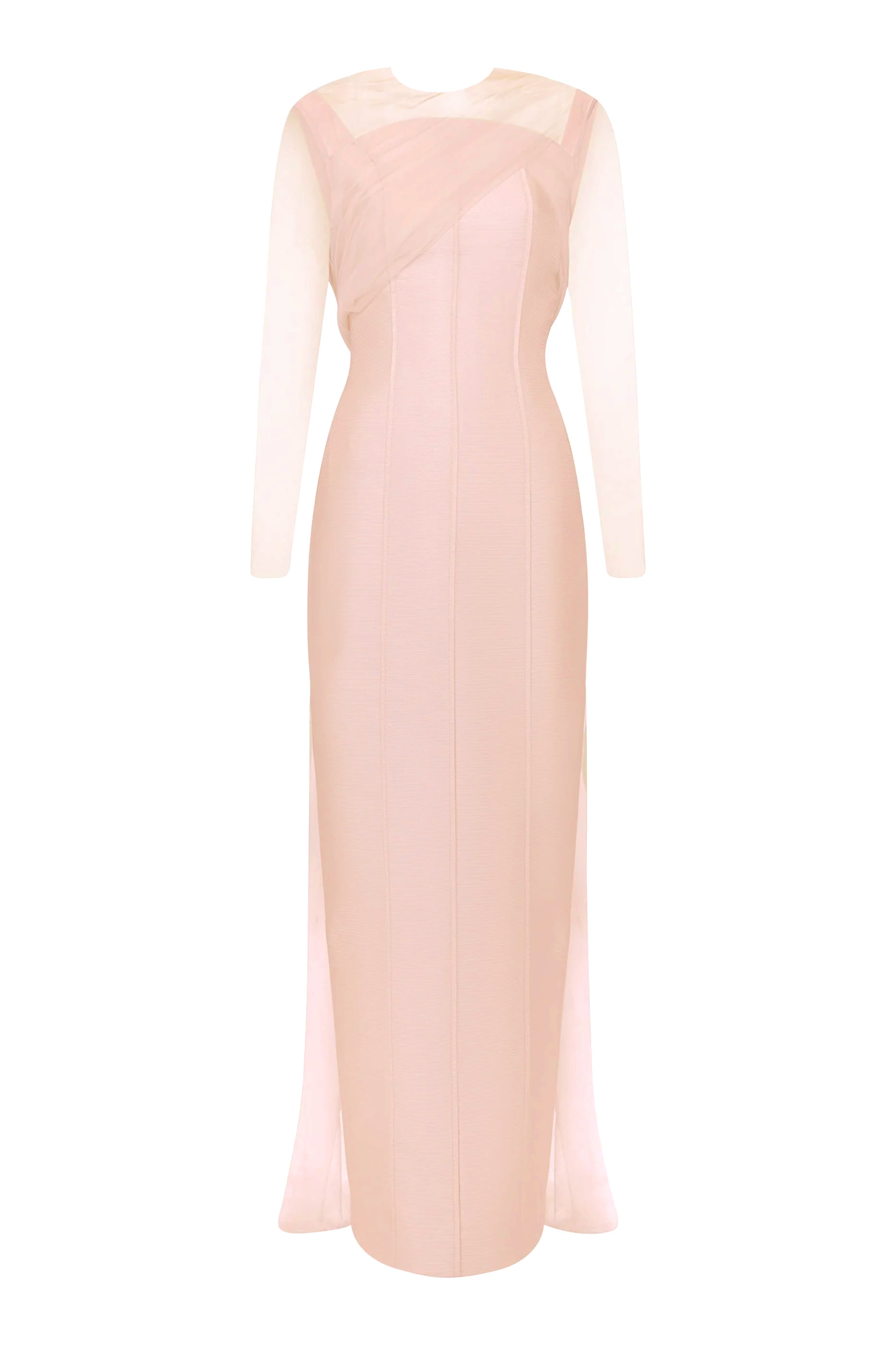 High Neck Illusion Sleeve Gown