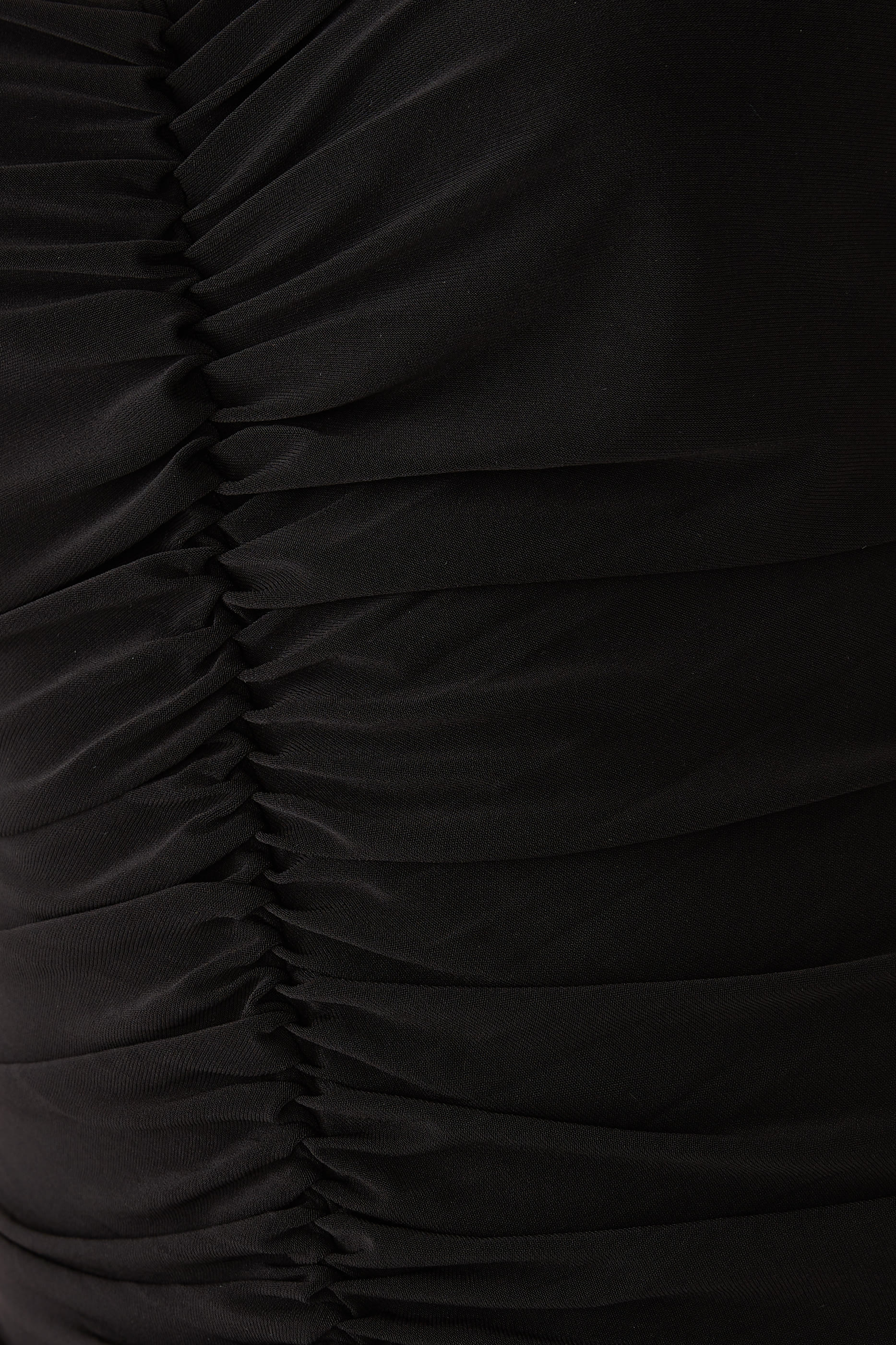 Strapless Shirred Front Fishtail Gown