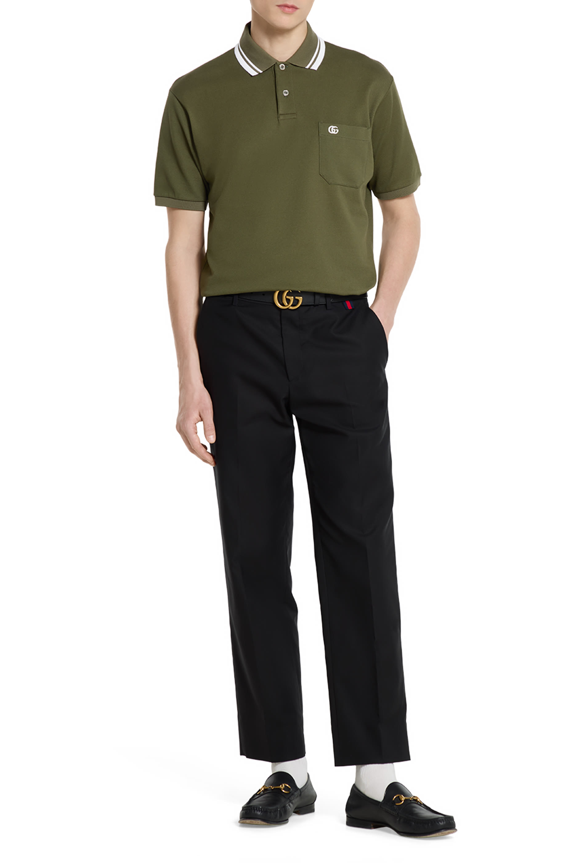 قميص بولو مطرز بشعار الماركة قطن بيكيه