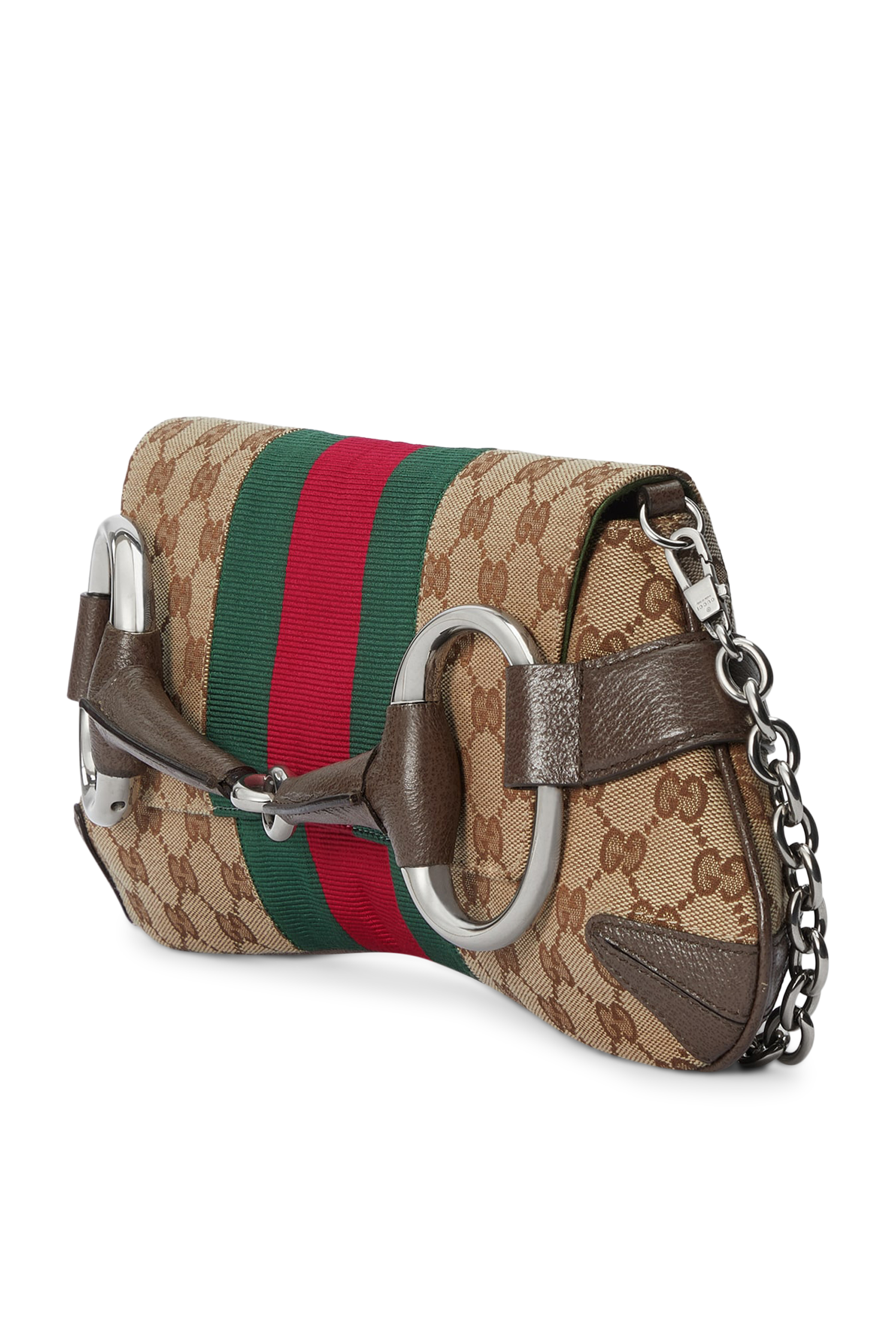 حقيبة كتف متوسطة بسلسلة وحلية لجام الحصان