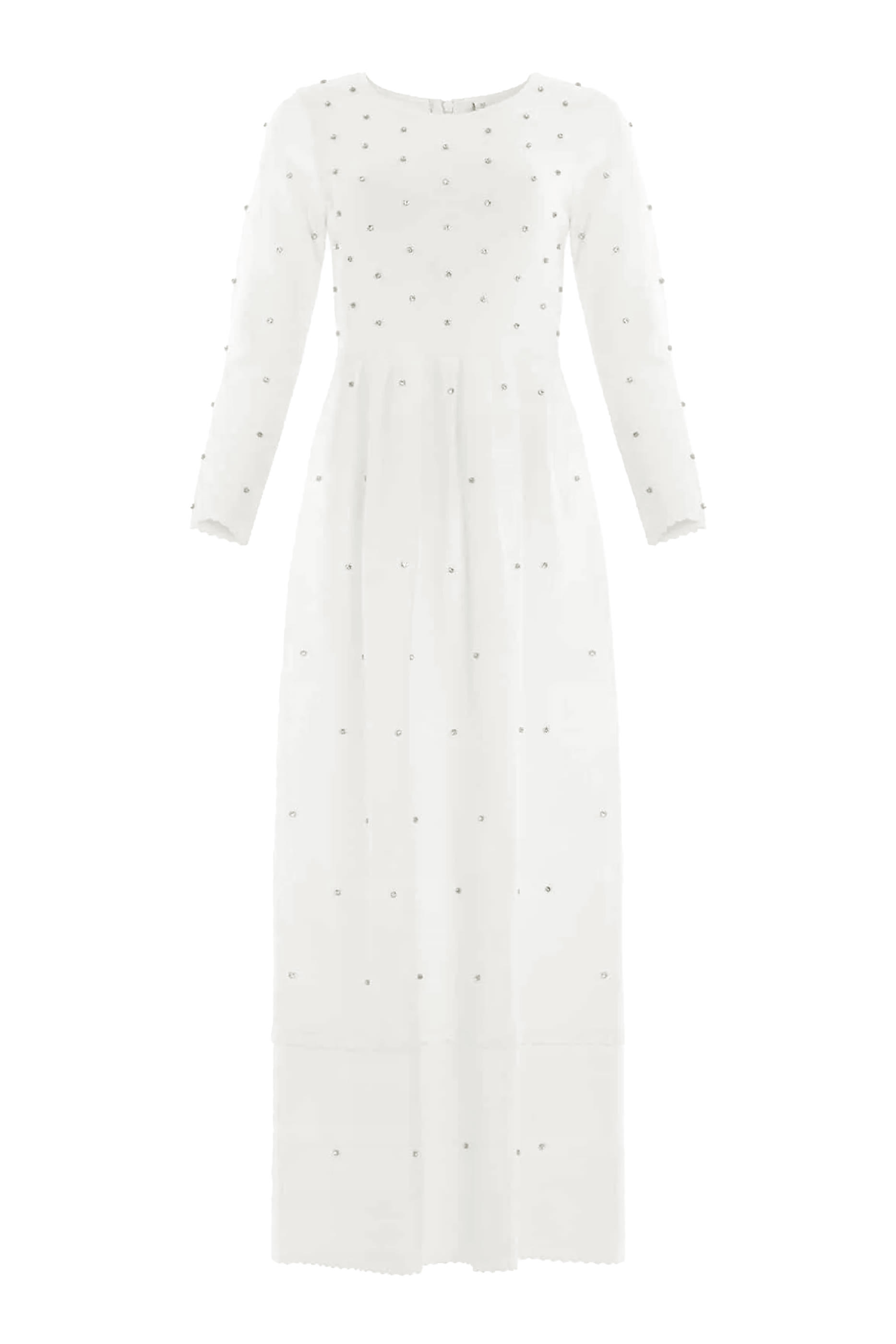 فستان سهرة منسوج ومرصع بأحجار براقة