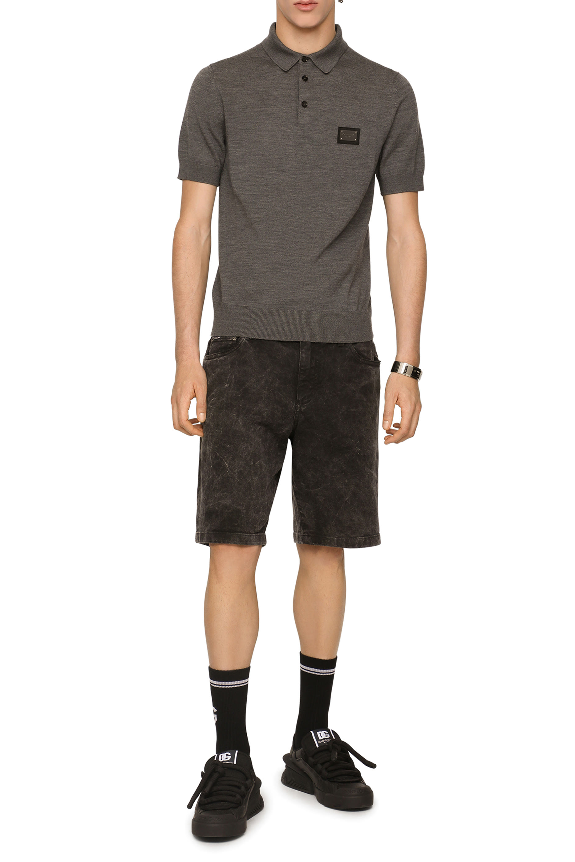 قميص بولو بشعار الماركة صوف