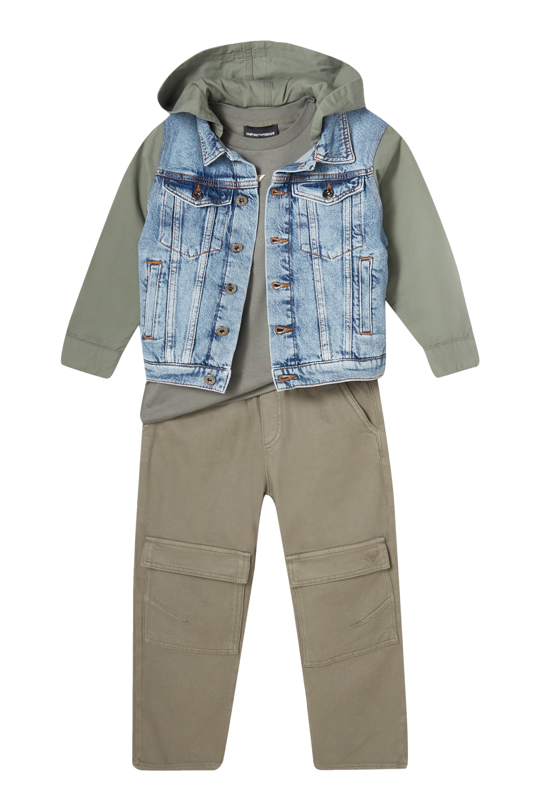 تيشيرت مطرز بشعار الماركة بحجم صغير قطن للأطفال