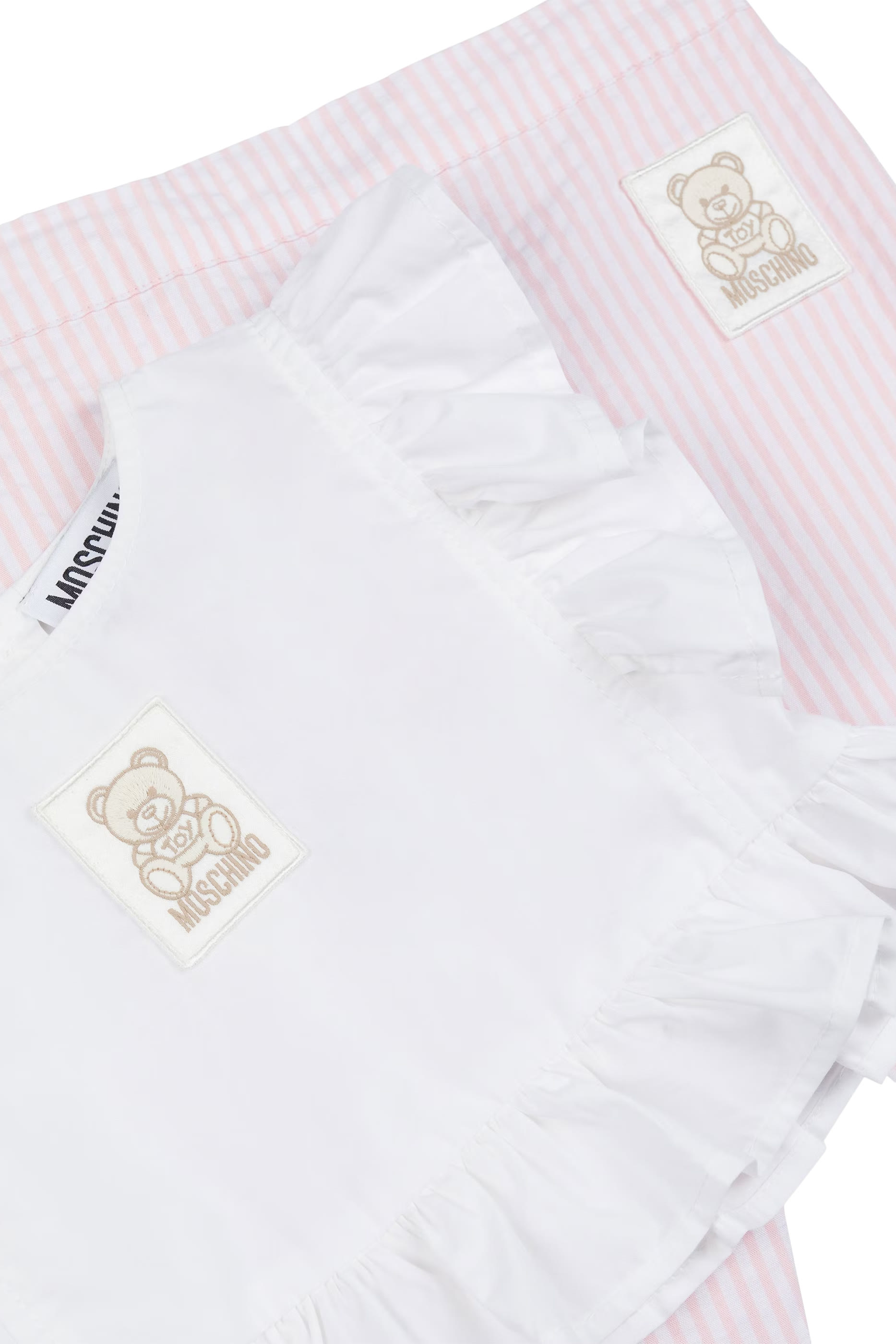 طقم بنطال وبلوزة بكشكش والدب تيدي للأطفال