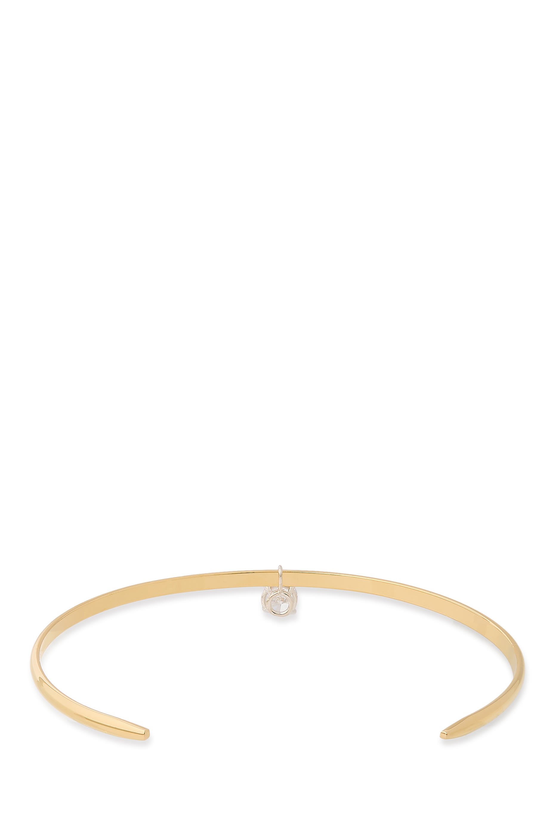 قلادة روكس مفتوحة مزينة بحجر زركونيا مكعبة من الدرجة AAAA+، نحاس مطلي بذهب عيار 14 قيراط