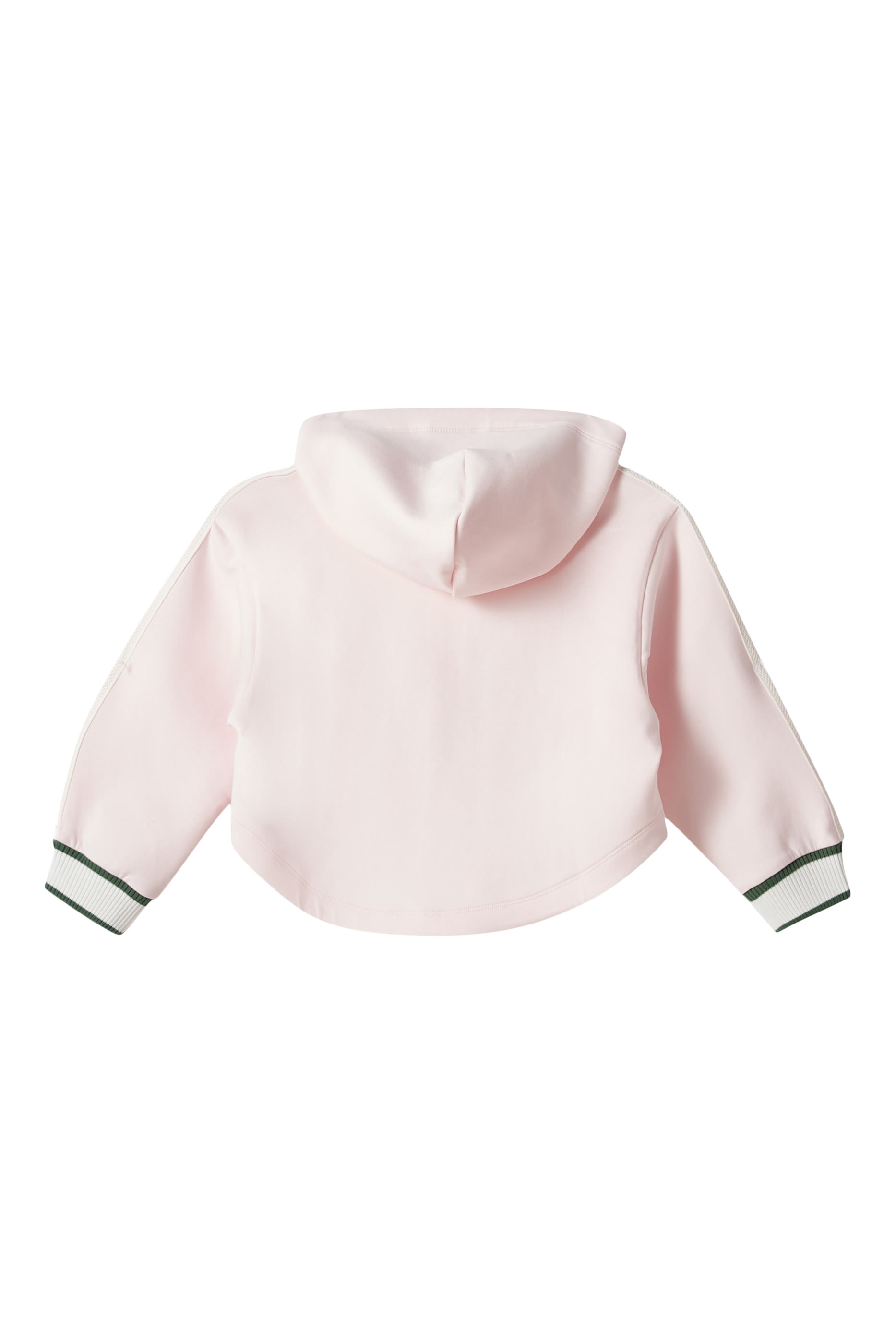 سويت شيرت بغطاء رأس وسحاب وشريط شعار الماركة للأطفال