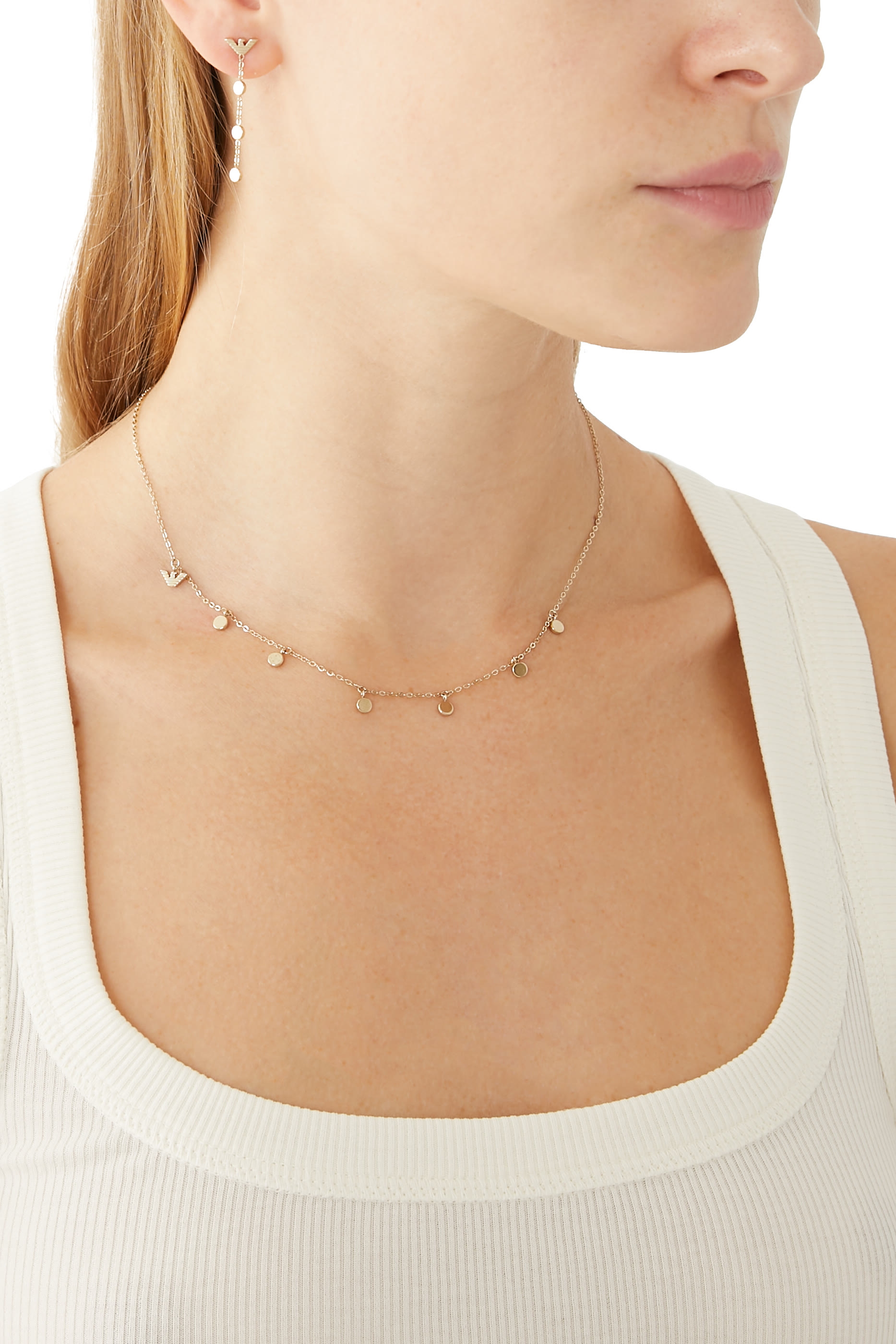 طقم هدايا قلادة وأقراط بشعار الماركة