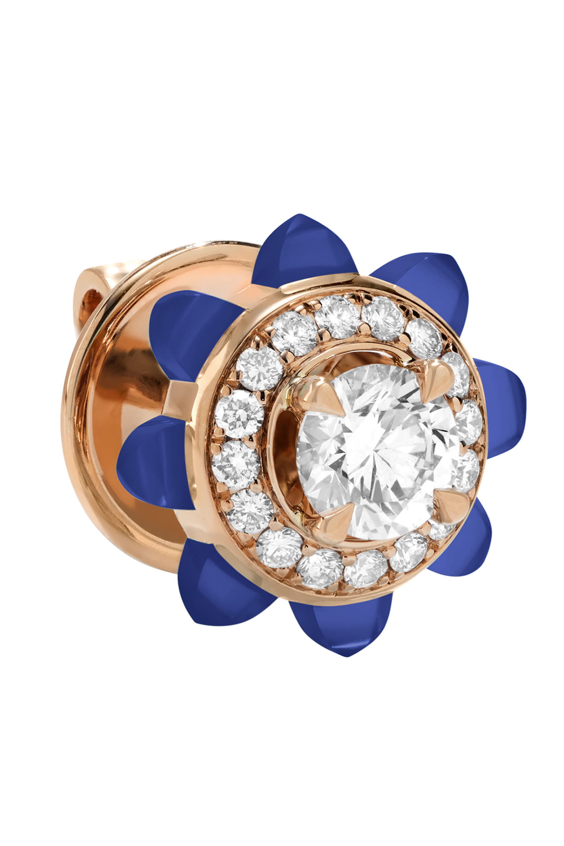 أقراط تيب توب مرصعة باللازورد والماس ذهب وردي عيار 18