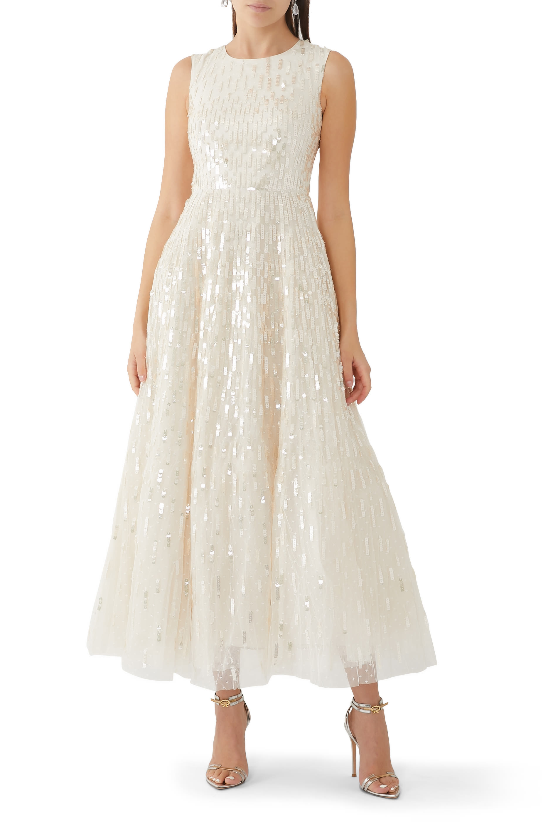 فستان سهرة داش بطول الكاحل بكاب مزين بالترتر