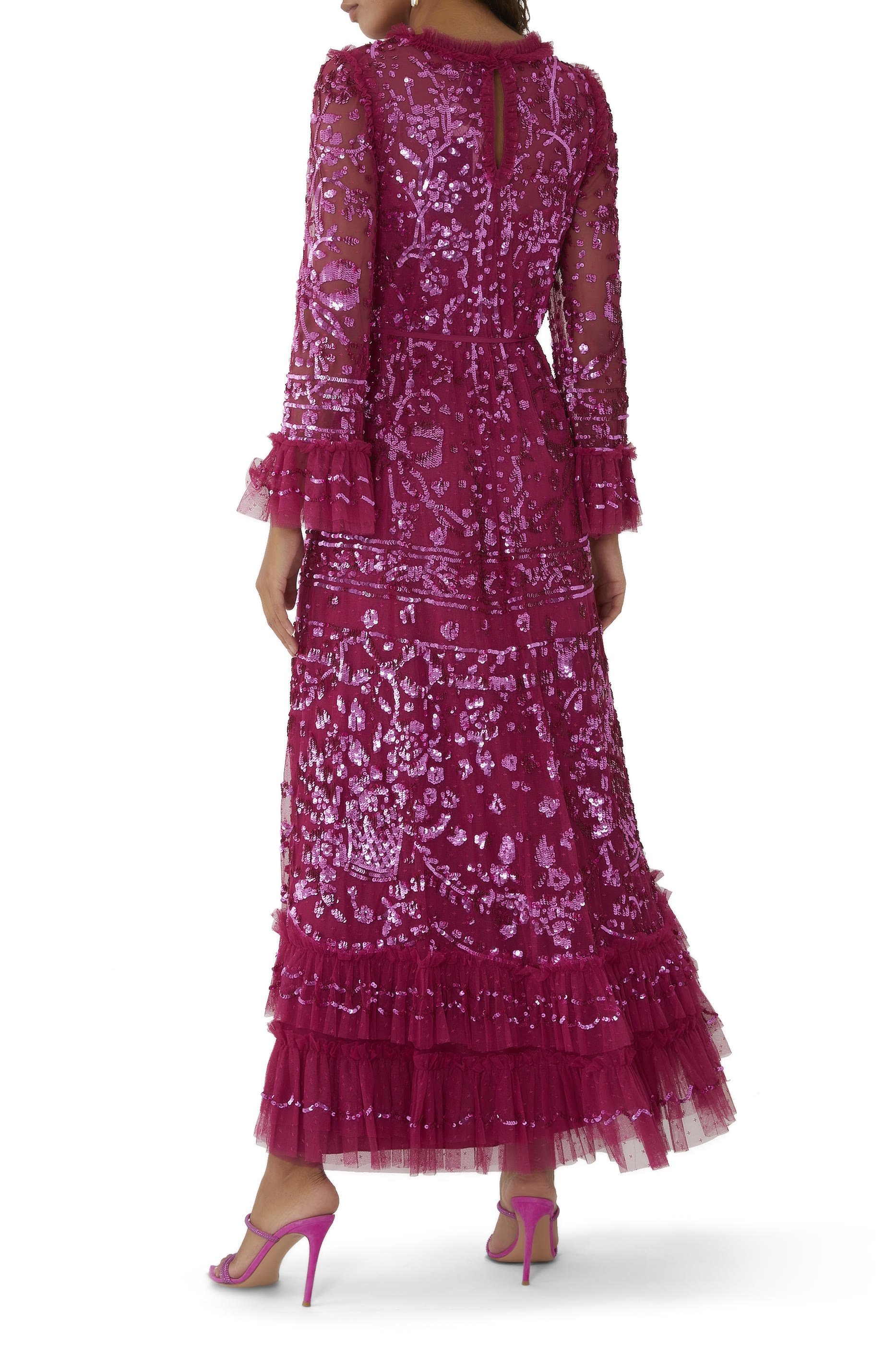 فستان سهرة سيليا بطول الكاحل وأكمام طويلة