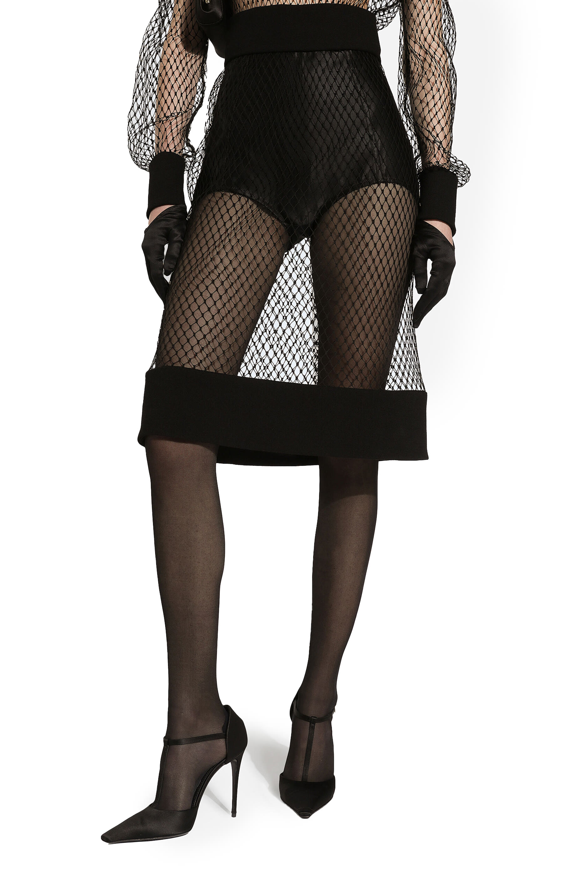 سروال داخلي بخصر مرتفع حرير ساتان وماركيزيت مطاطي