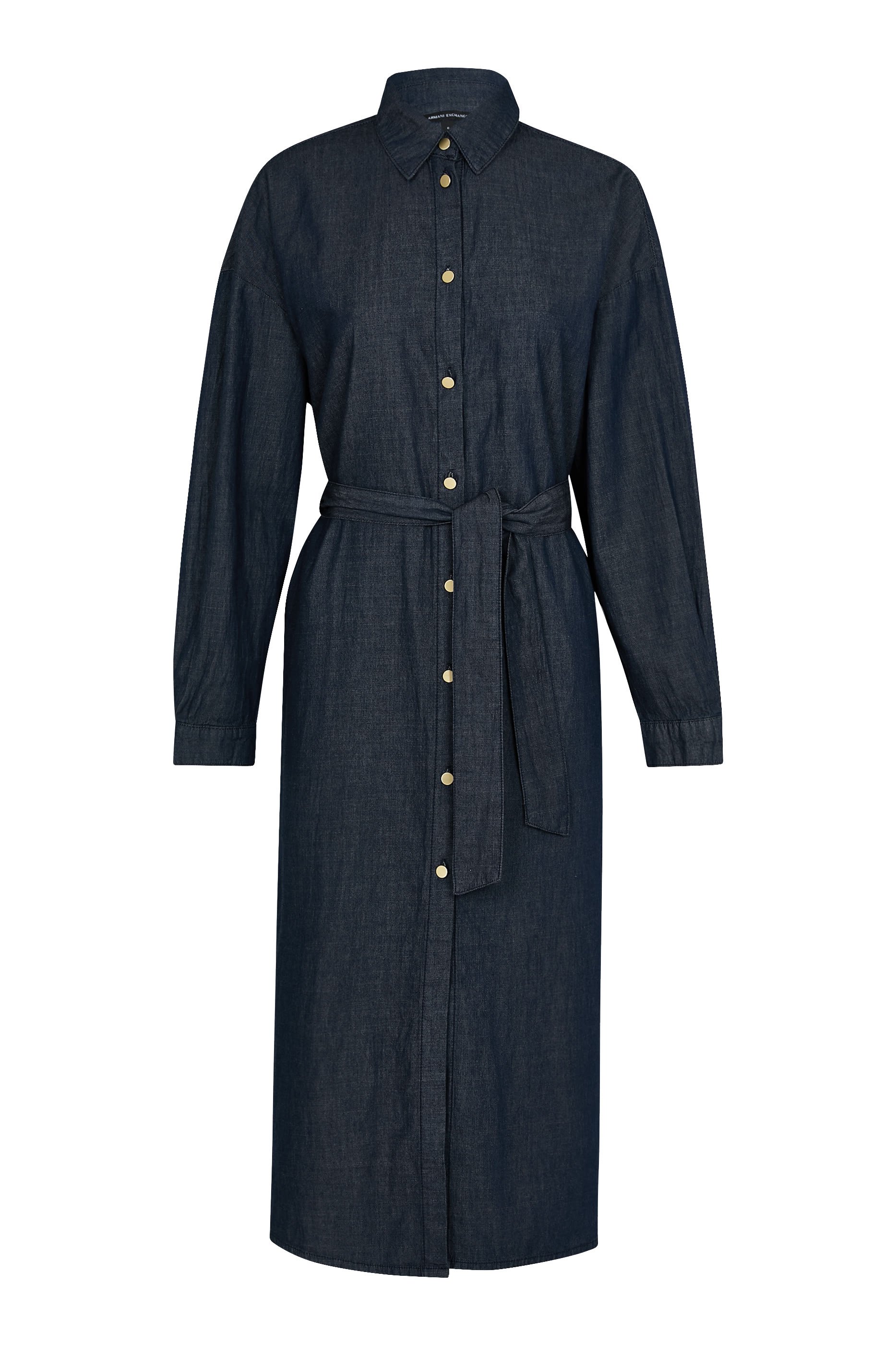 فستان متوسط الطول بأزرار للإغلاق