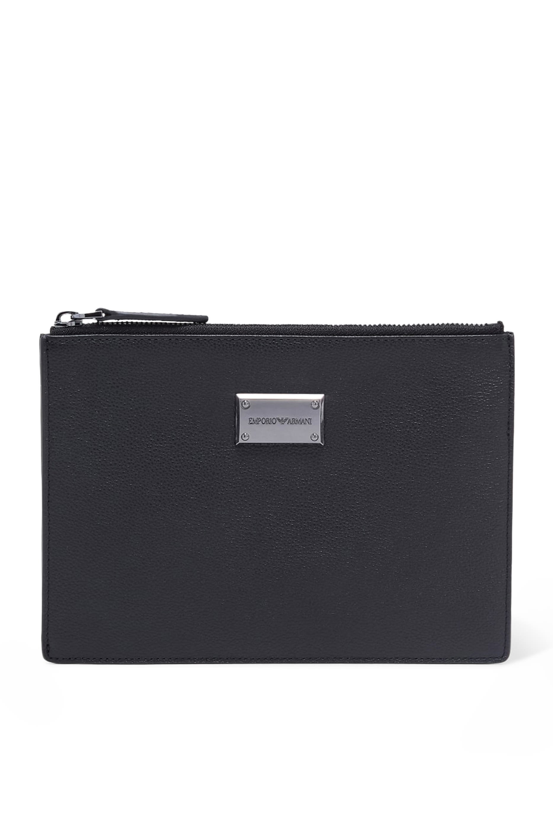 حقيبة صغيرة بشعار الماركة جلد بارز الملمس