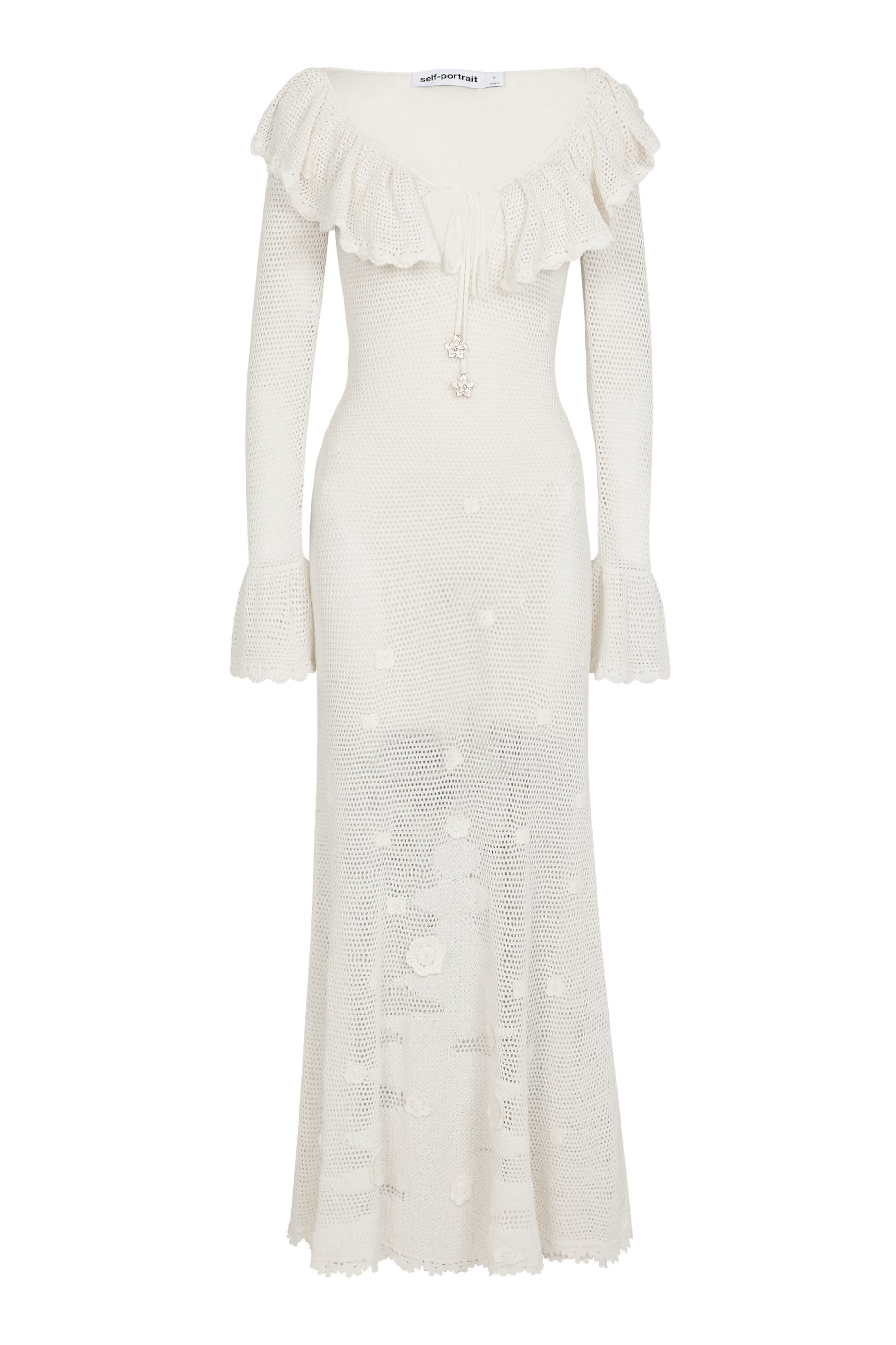 فستان كروشيه متوسط الطول بزهور