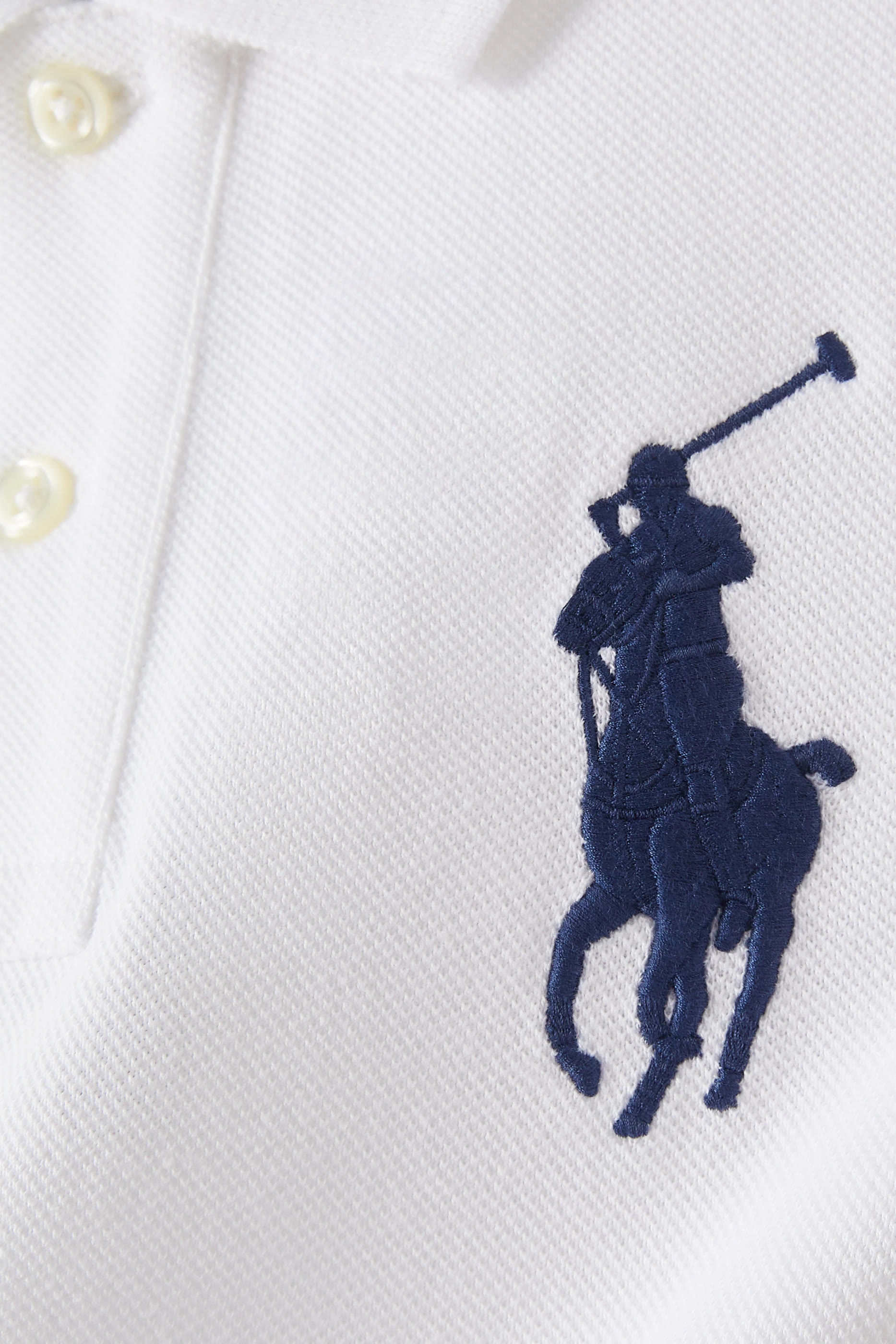 قميص بولو بشعار الماركة كبير قطن شبكي للأطفال
