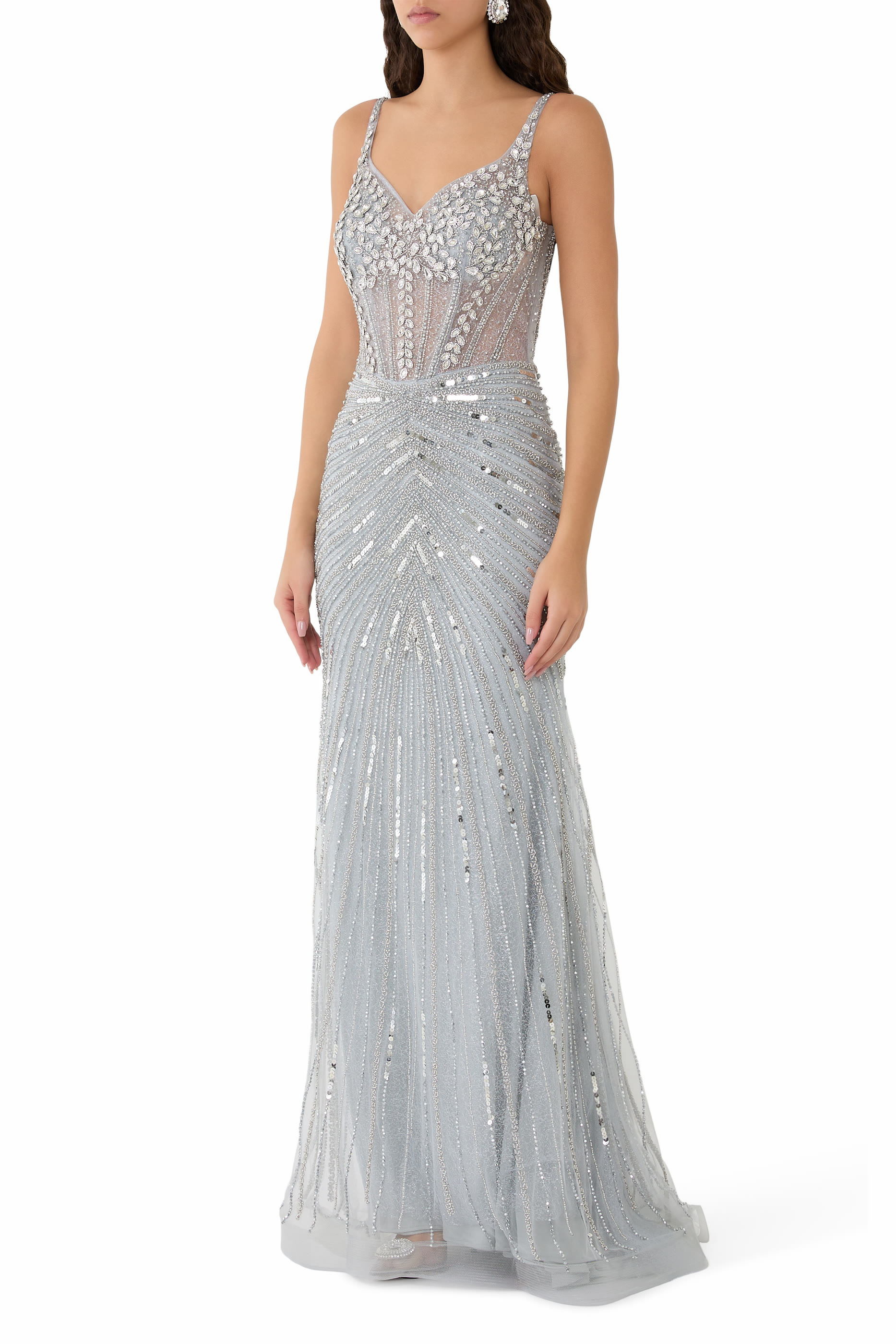 Beaded Sleeveless Gown