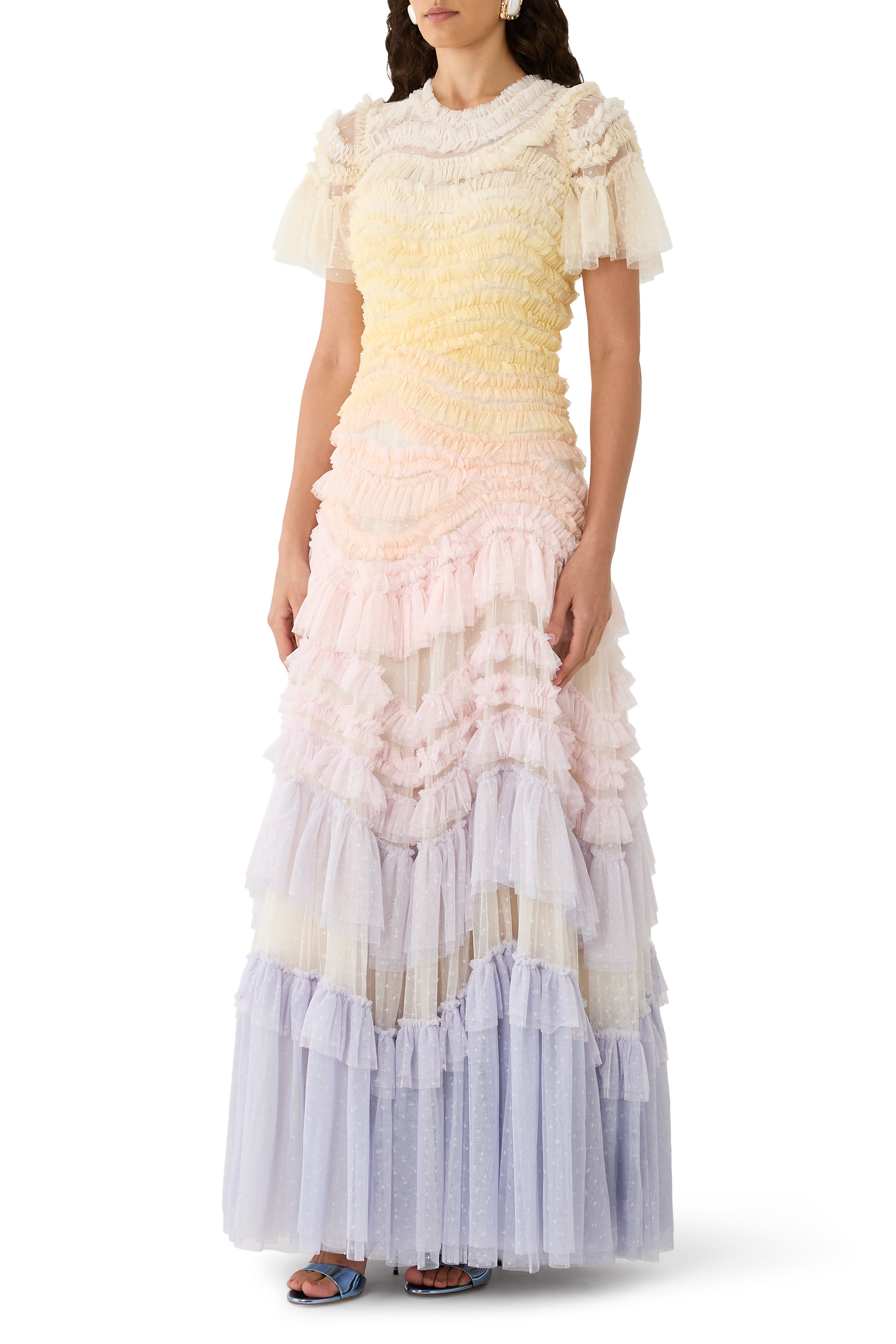 فستان سهرة وايلد روز بلون متدرج وأكمام قصيرة