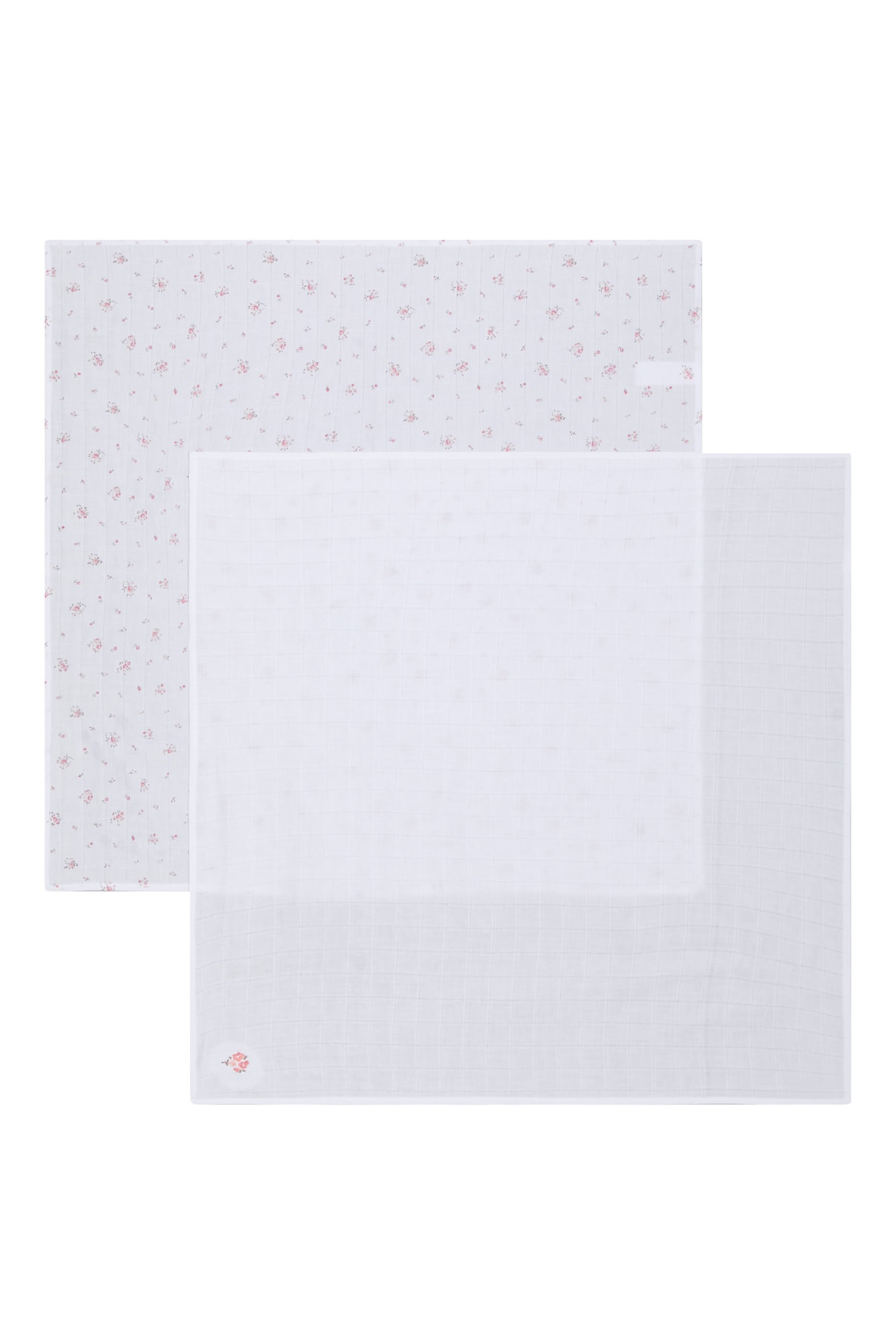 طقم أقمشة موسلين بنقشة زهور صغيرة قطن عضوي للأطفال، قطعتين