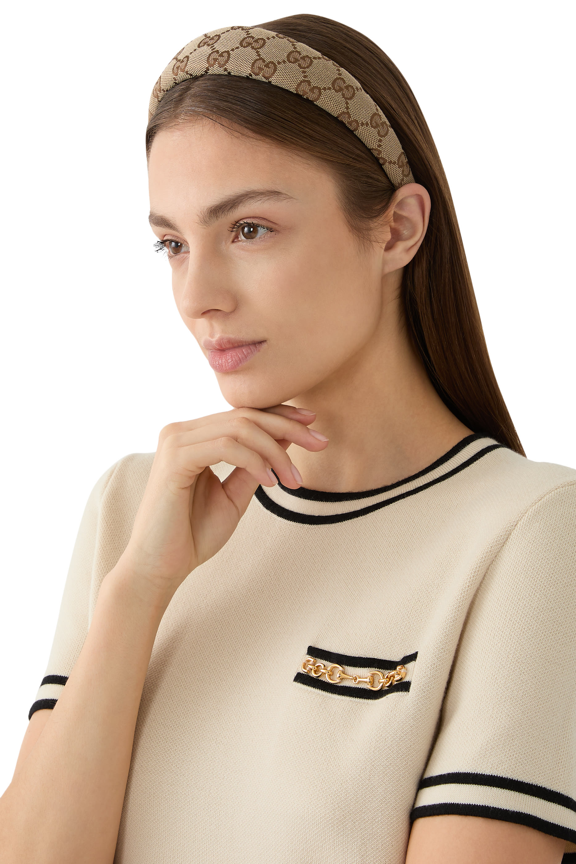 طوق رأس أوريجنال قماش قنب بنقشة حرفي شعار الماركة