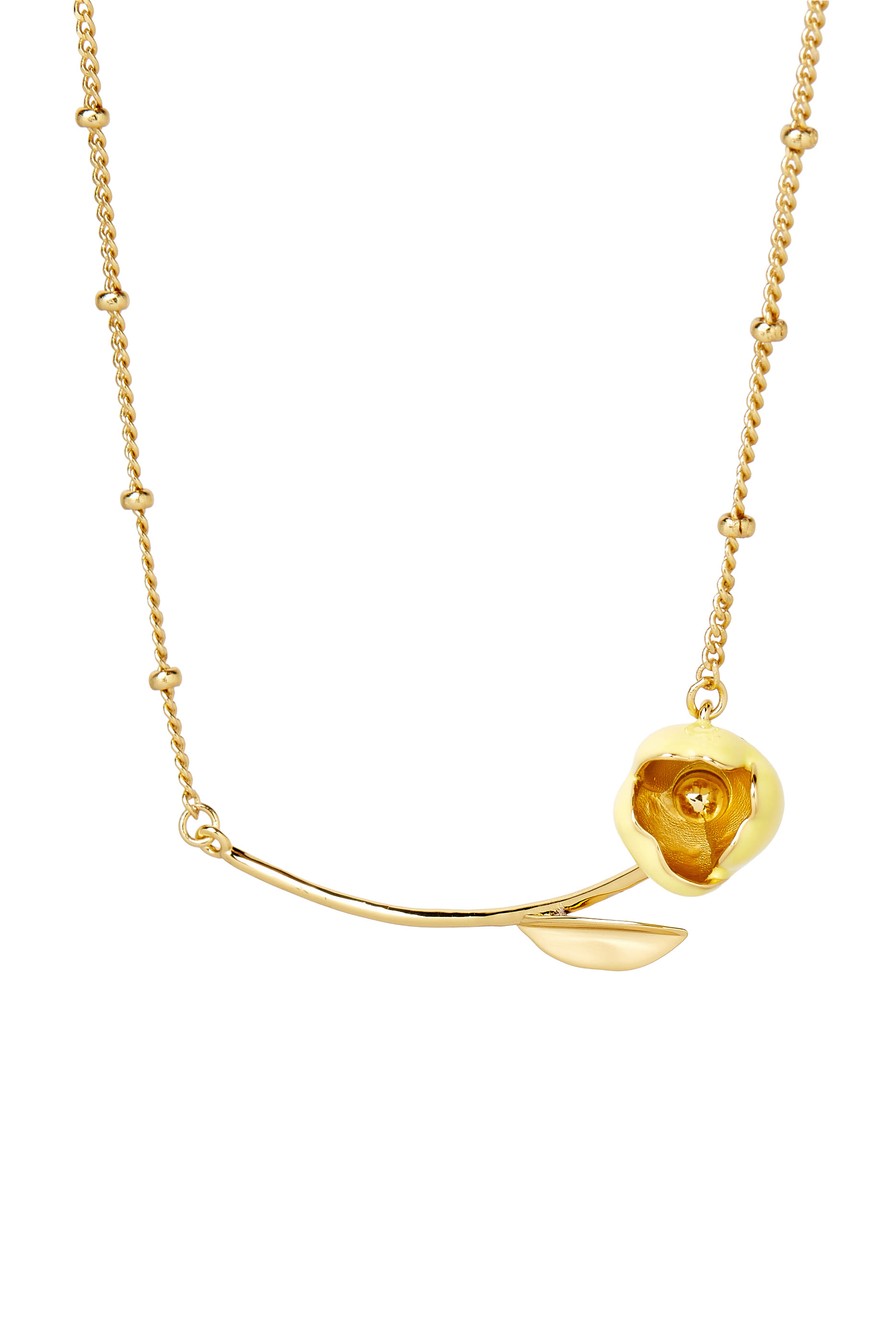 قلادة بحلية عمود على شكل زهرة مطلية بالمينا