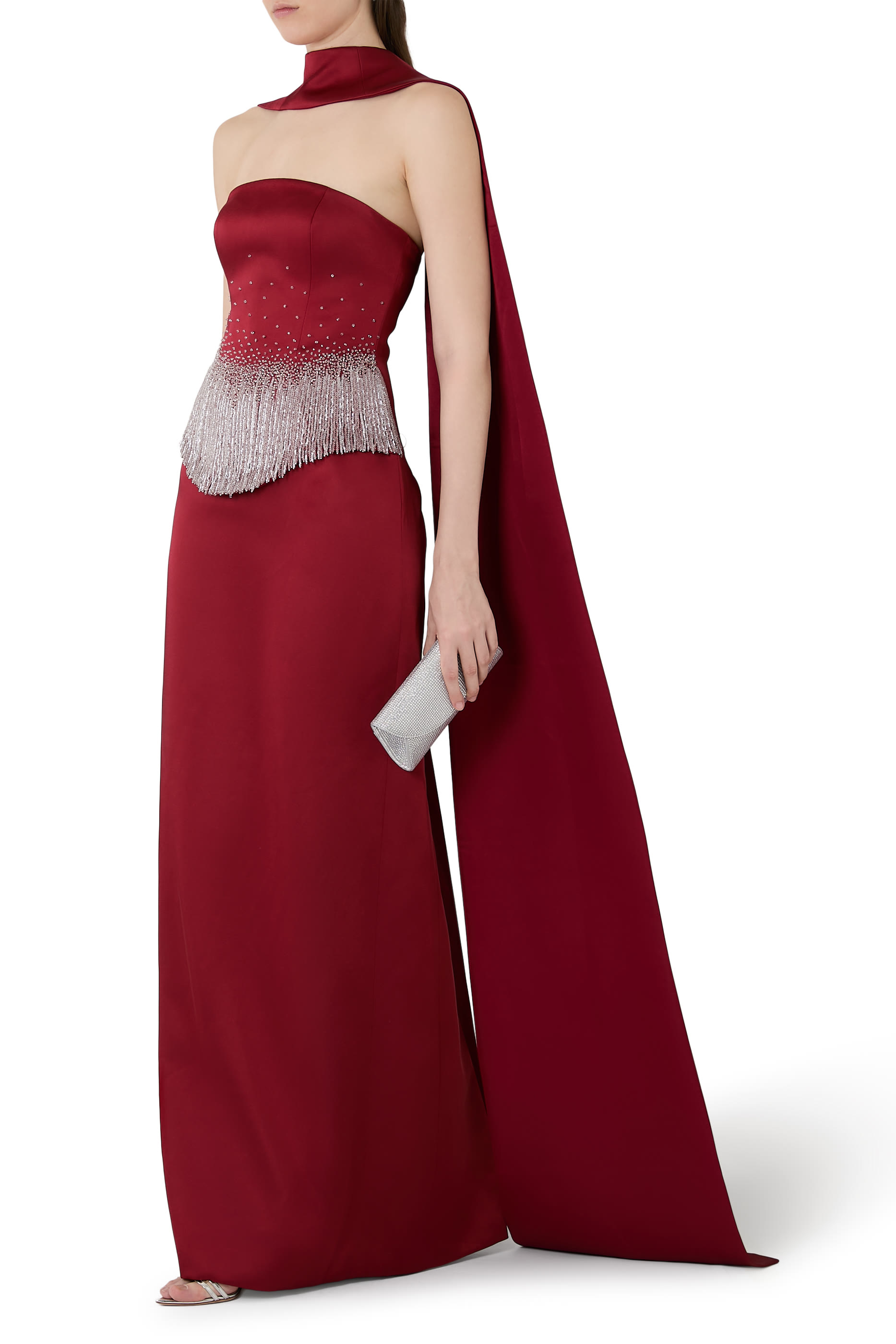 فستان سهرة لوز حرير تافيتا