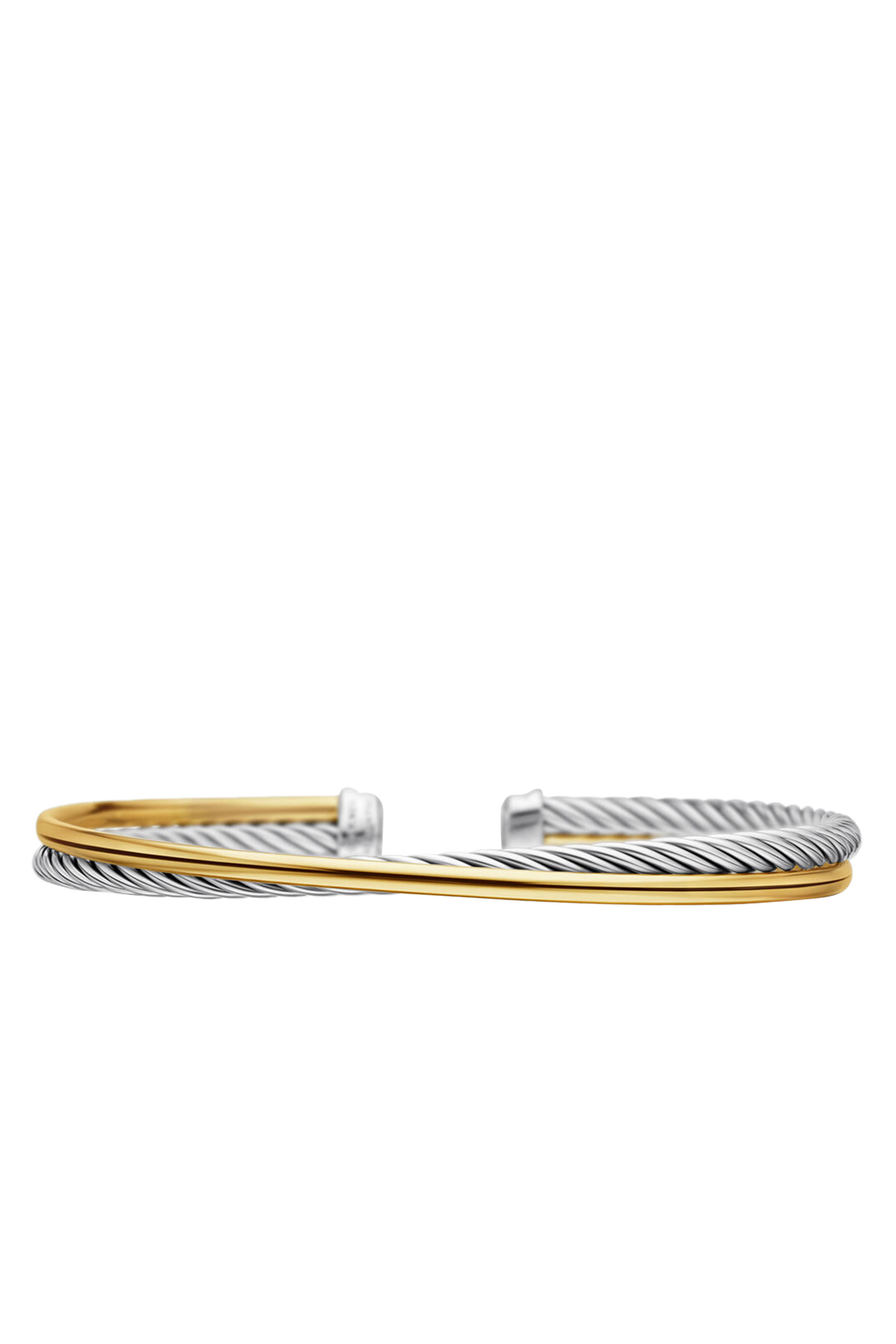 سوار بتصميم متقاطع فضة استرلينية وذهب أصفر عيار 18