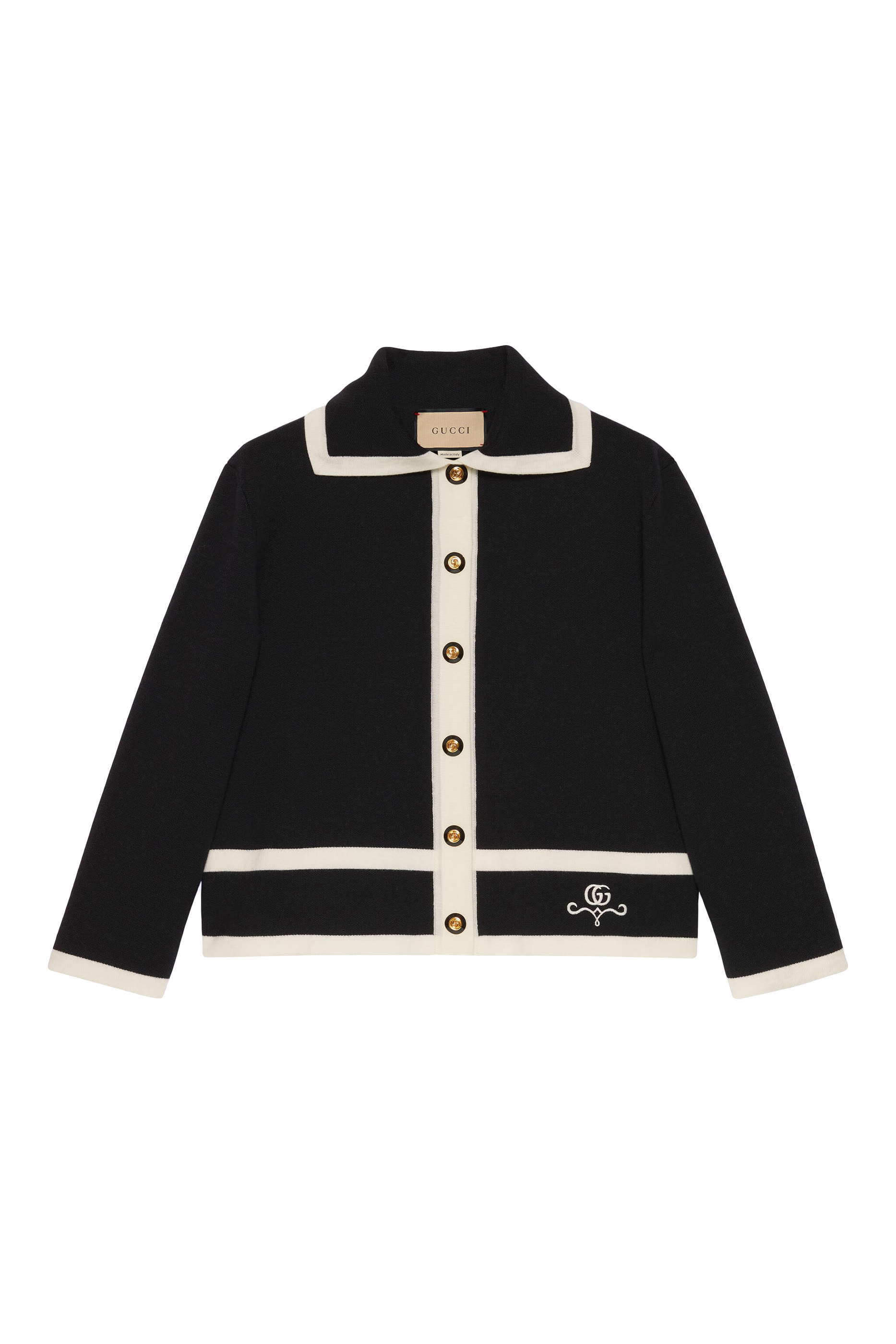 قميص بولو صوف بنقشة حرفي شعار الماركة جاكار بيكيه