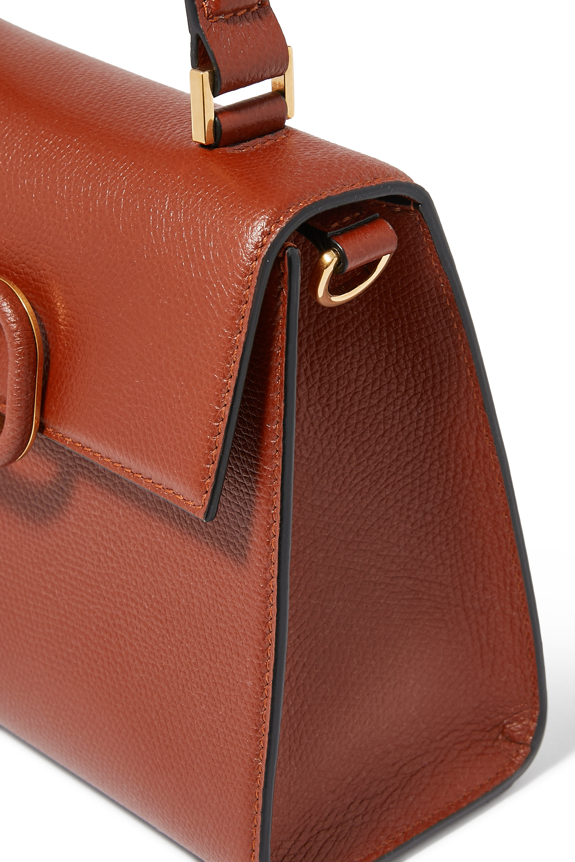 حقيبة يد مزينة بحرف شعار الماركة جلد عجل