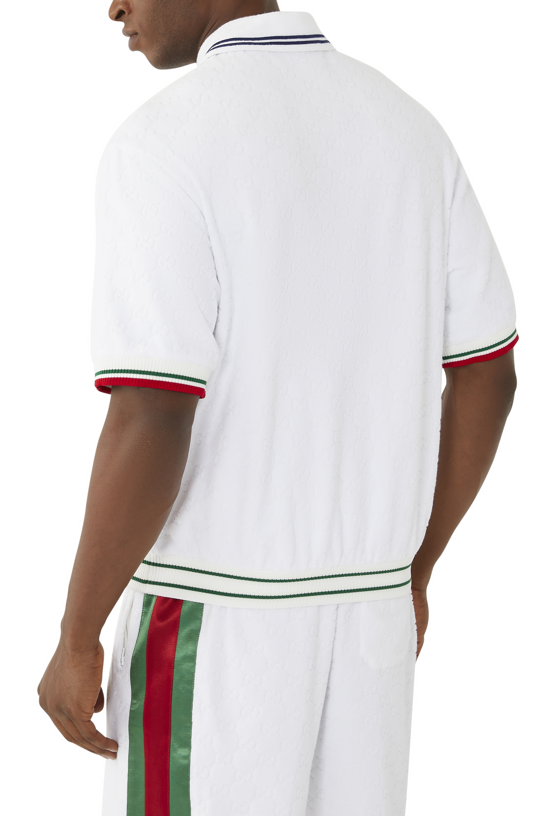 قميص بولو بشريط ويأبيض