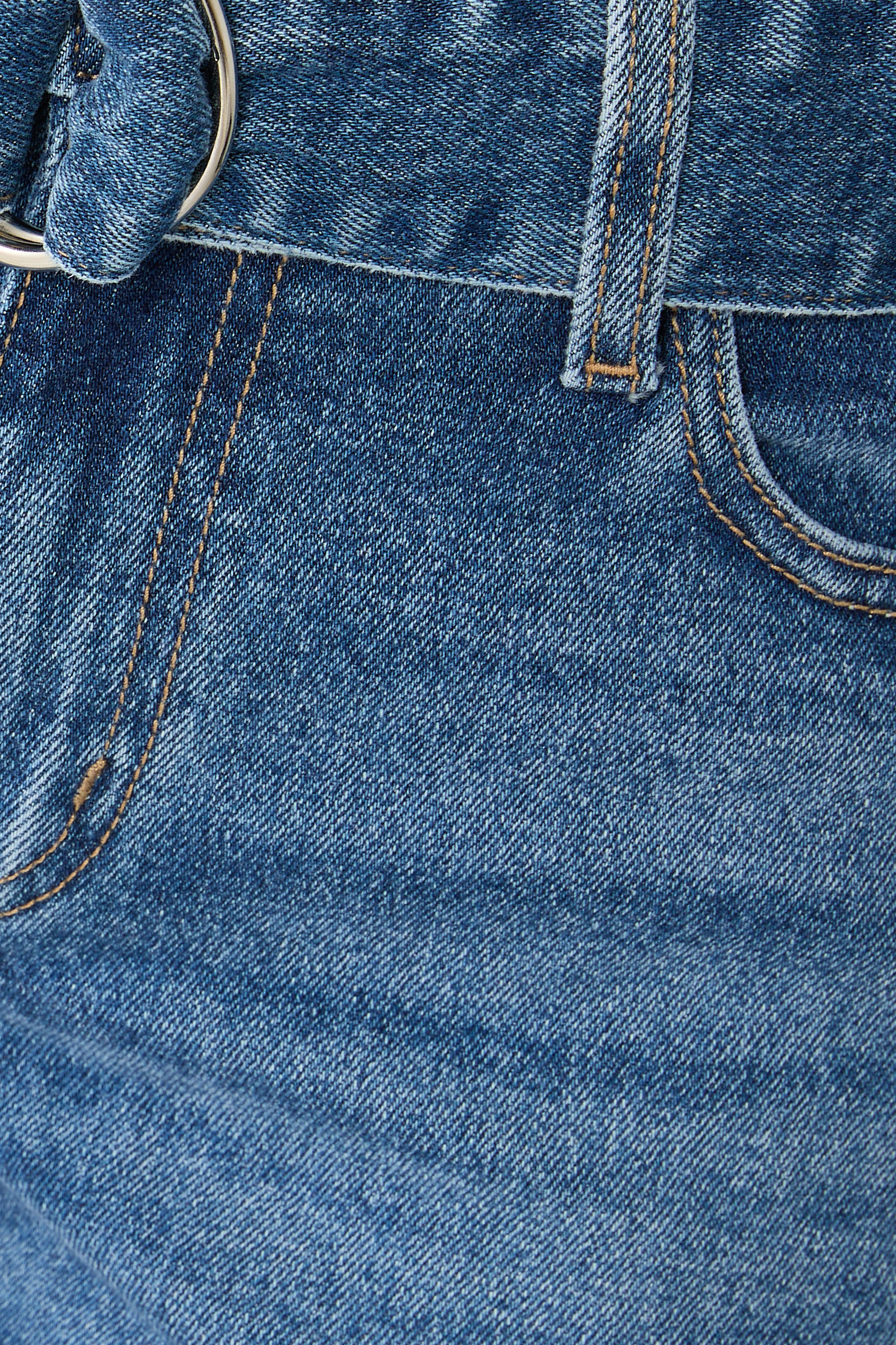 بنطال جينز ميا بقصة واسعة وخصر متوسط الإرتفاع بطية