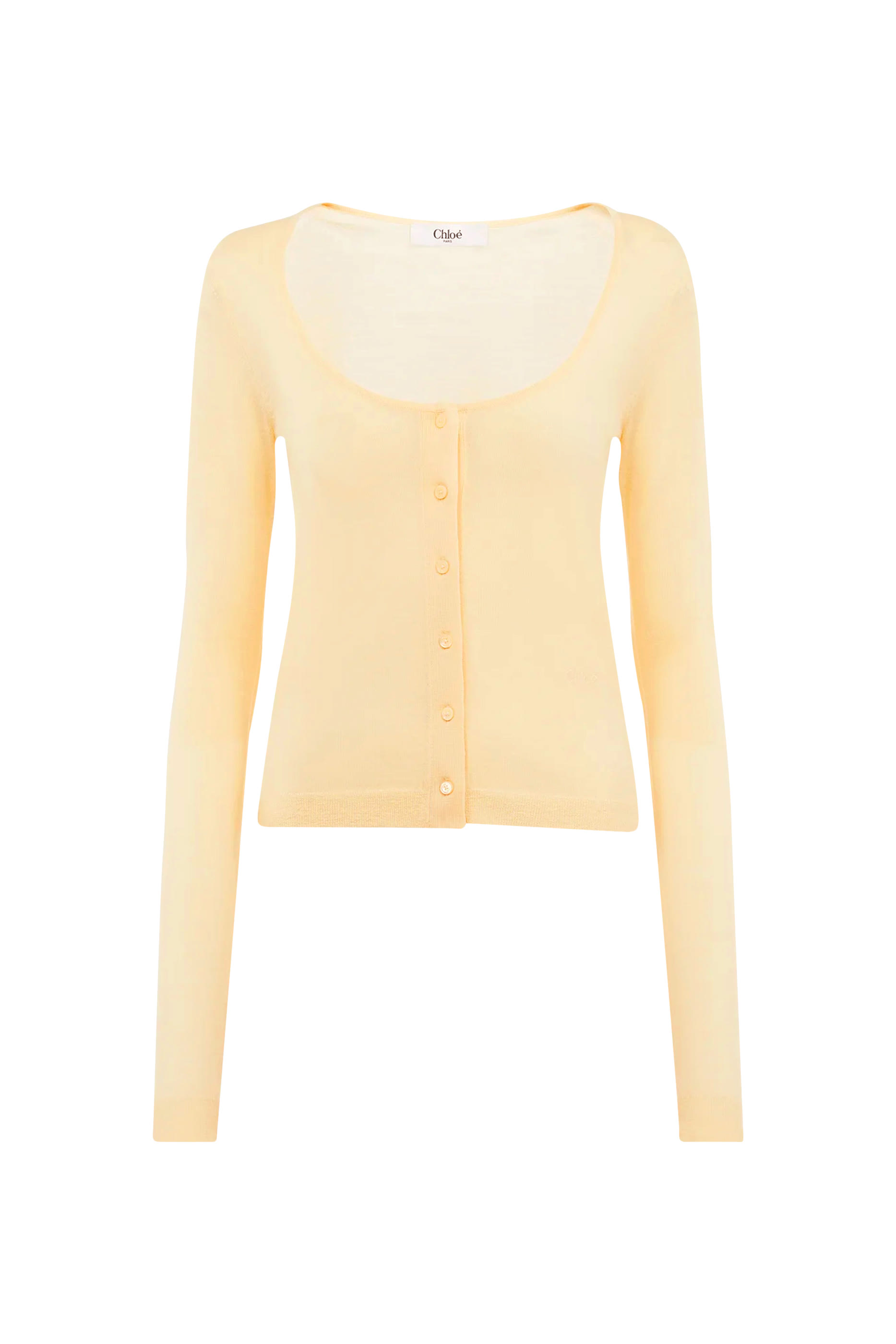 كارديجان بقصة ضيقة بياقة عميقة نسيج صوف فائق النعومة