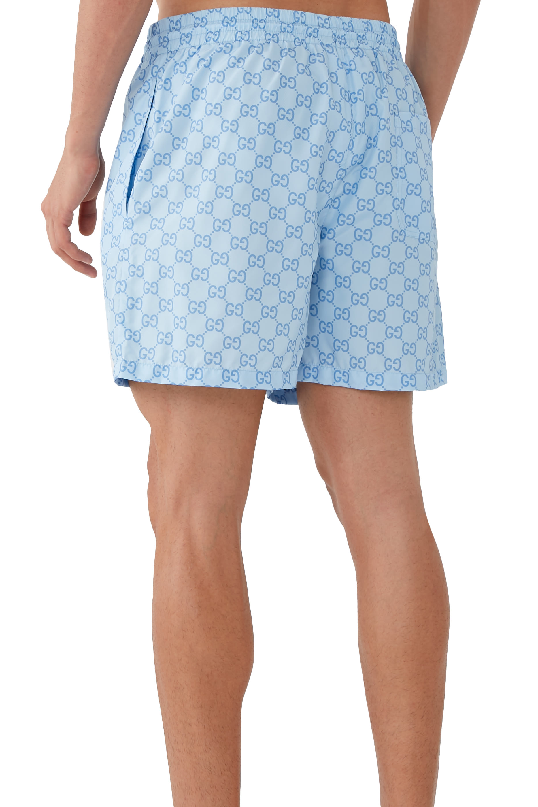 شورت سباحة بنقشة حرفي شعار الماركة نايلون