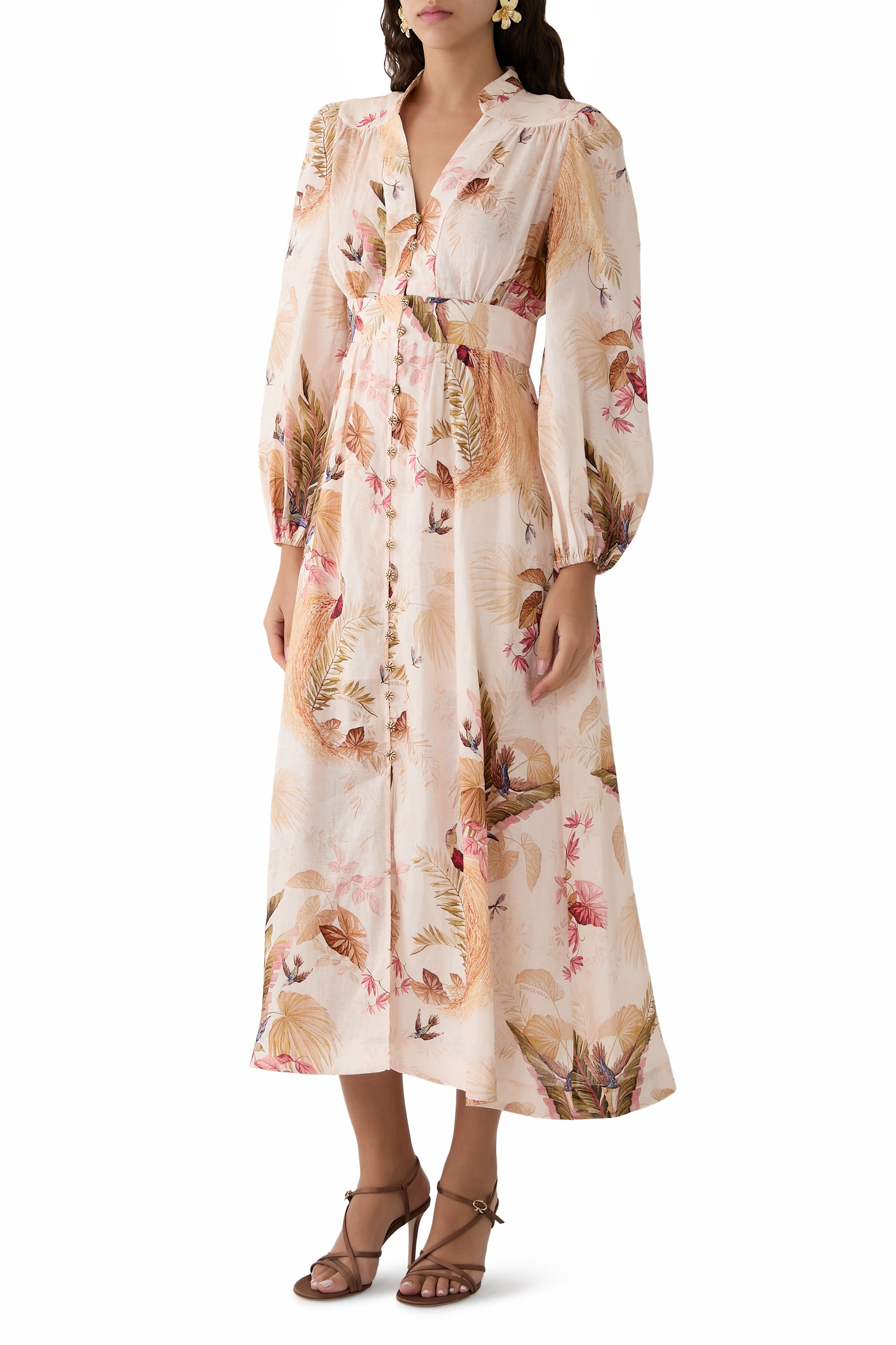 فستان أسيشن بياقة عميقة متوسط الطول