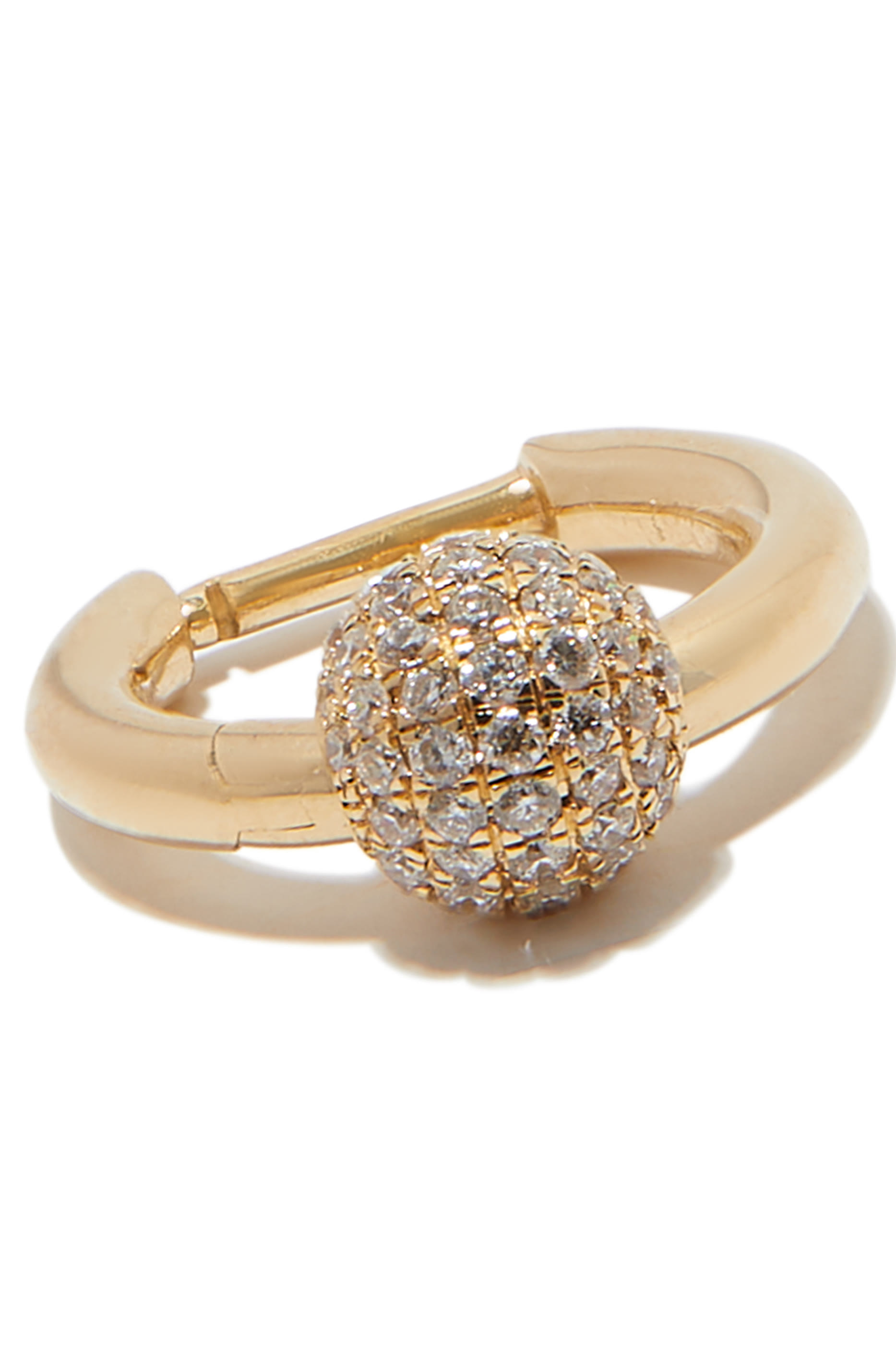 قرط نانو دائري مرصع بالألماس ذهب أصفر عيار 14