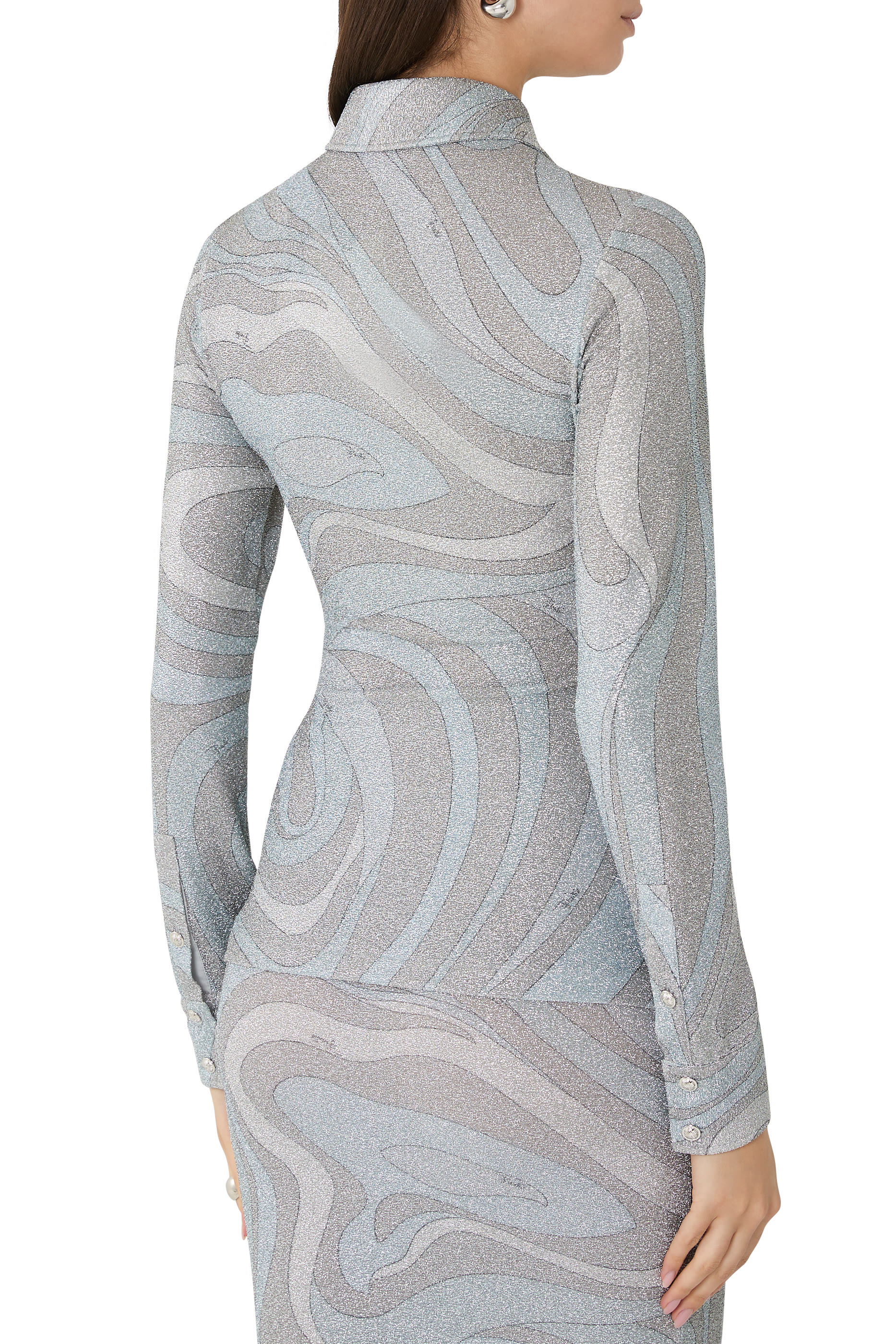 بلوزة بنقشة ايريد جيرسيه لامع