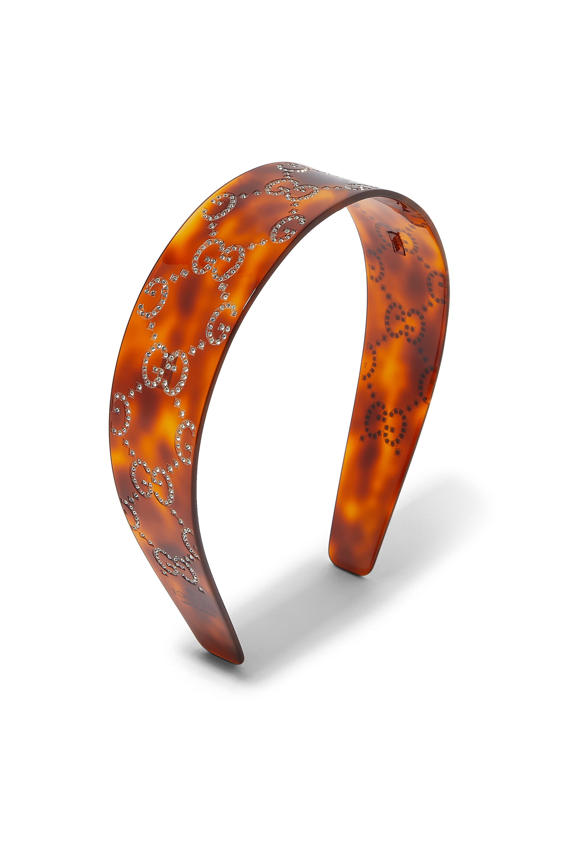 طوق رأس بحرفي شعار الماركة مرصع بالكريستال راتنج