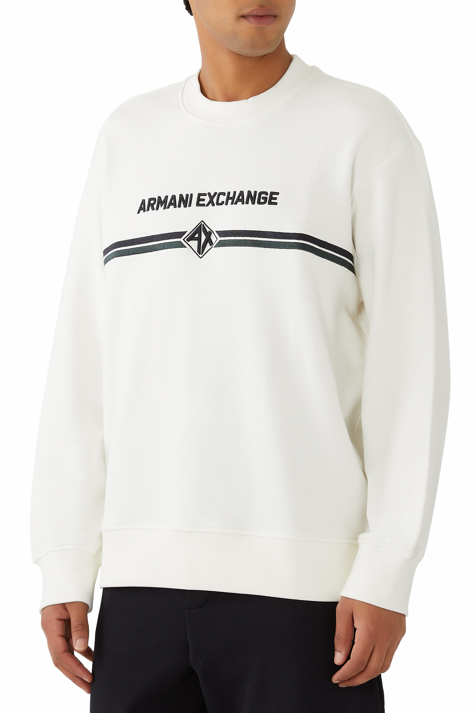 سويت شيرت بياقة ضيقة وشعار الماركة