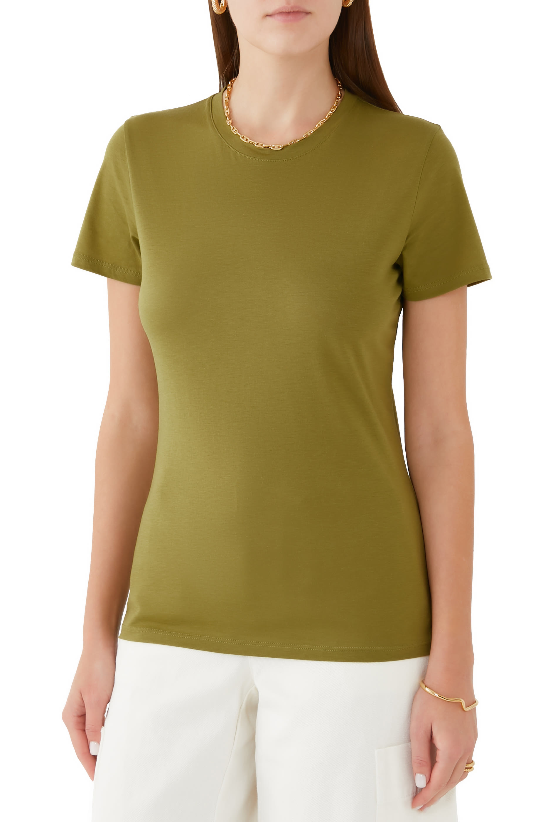 تيشيرت بياقة ضيقة قطن بيما